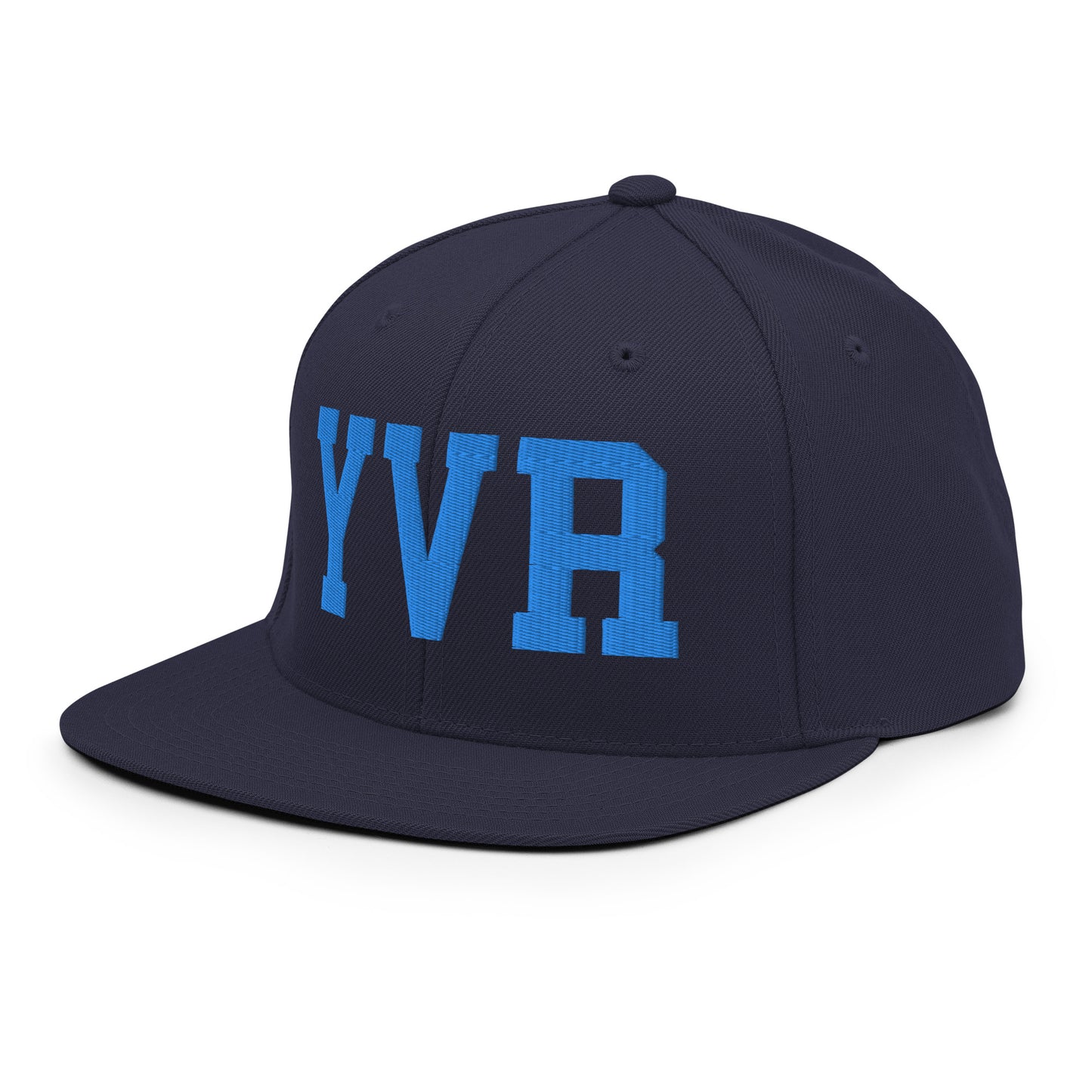 College-Style Classic Snapback Hat • Aqua Blue • YVR Vancouver • YHM Designs - Image 01
