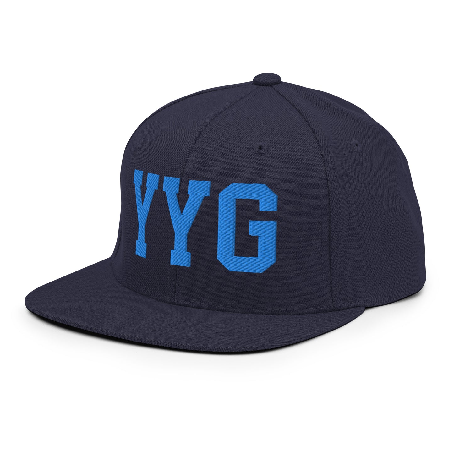 College-Style Classic Snapback Hat • Aqua Blue • YYG Charlottetown • YHM Designs - Image 01