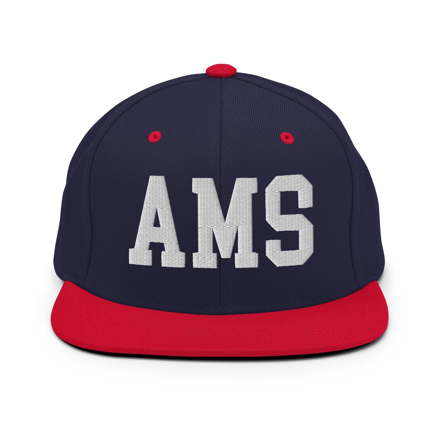 College-Style Classic Snapback Hat • White • AMS Amsterdam • YHM Designs - Image 19
