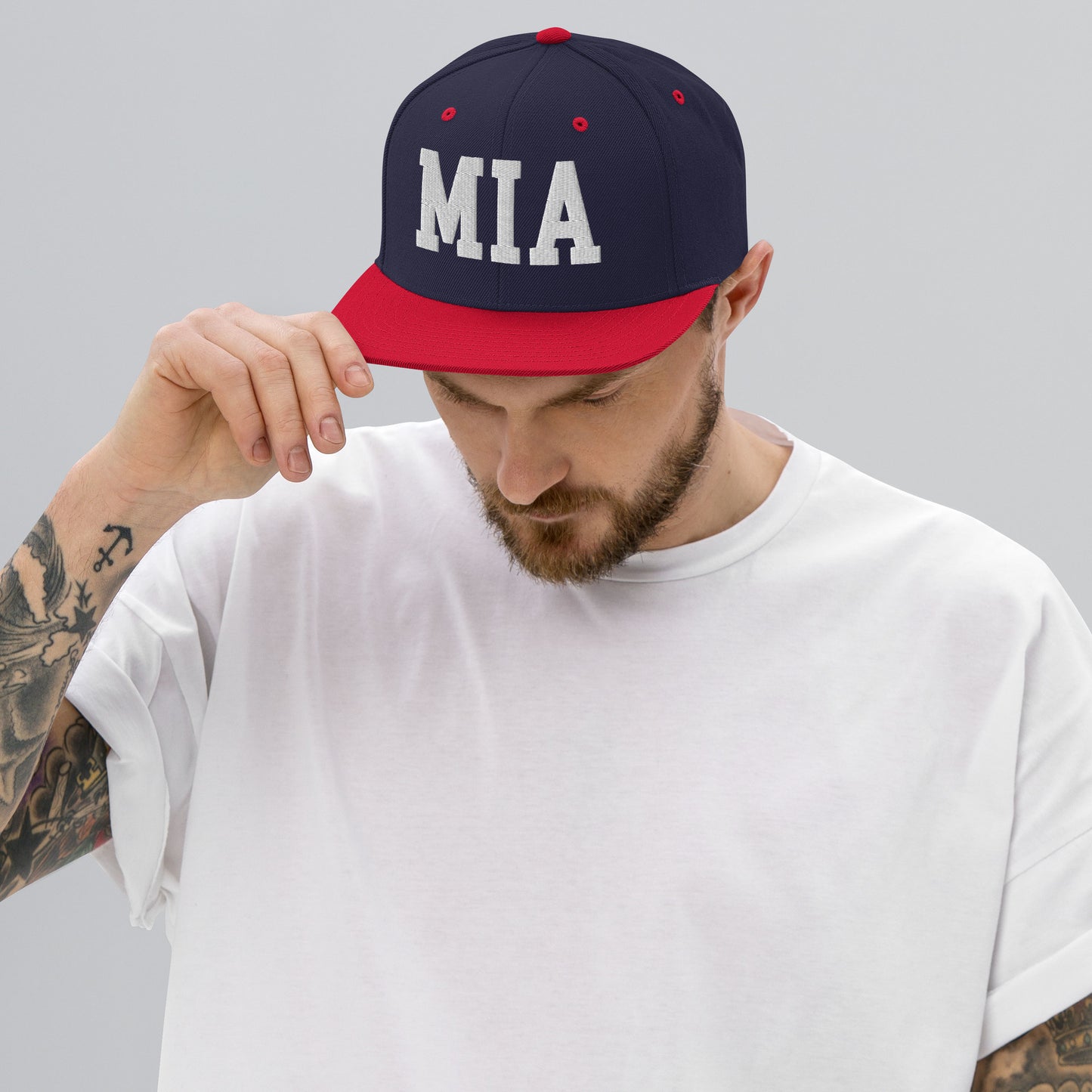 College-Style Classic Snapback Hat • White • MIA Miami • YHM Designs - Image 06
