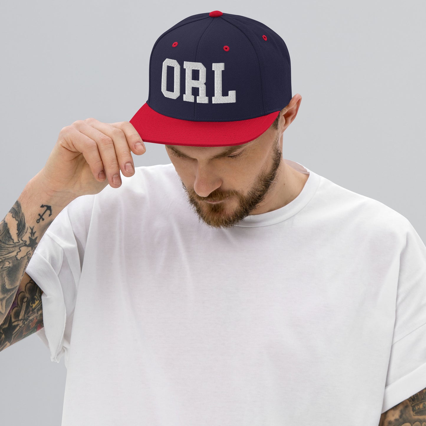 College-Style Classic Snapback Hat • White • ORL Orlando Souvenir • YHM Designs - Image 06