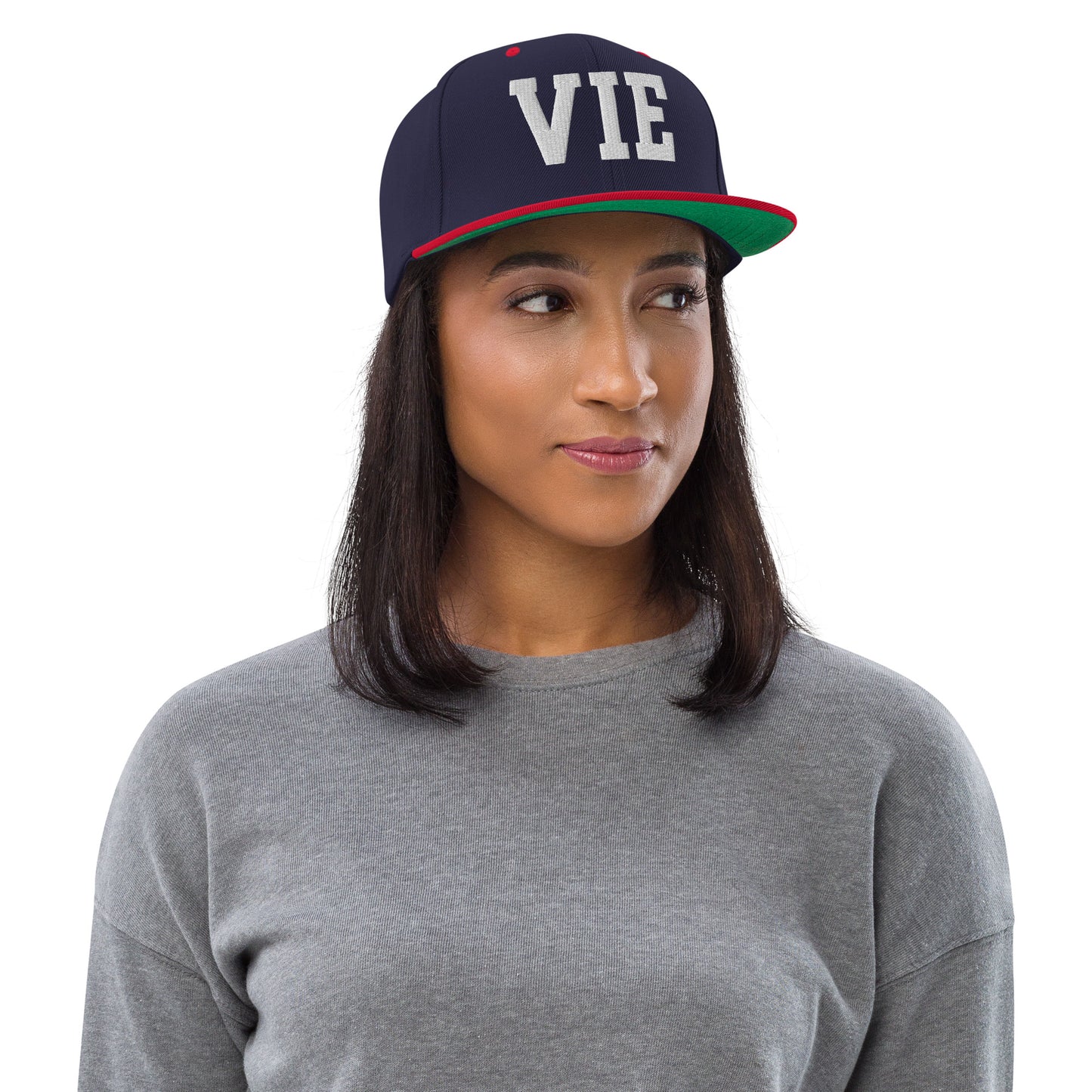 College-Style Classic Snapback Hat • White • VIE Vienna • YHM Designs - Image 04