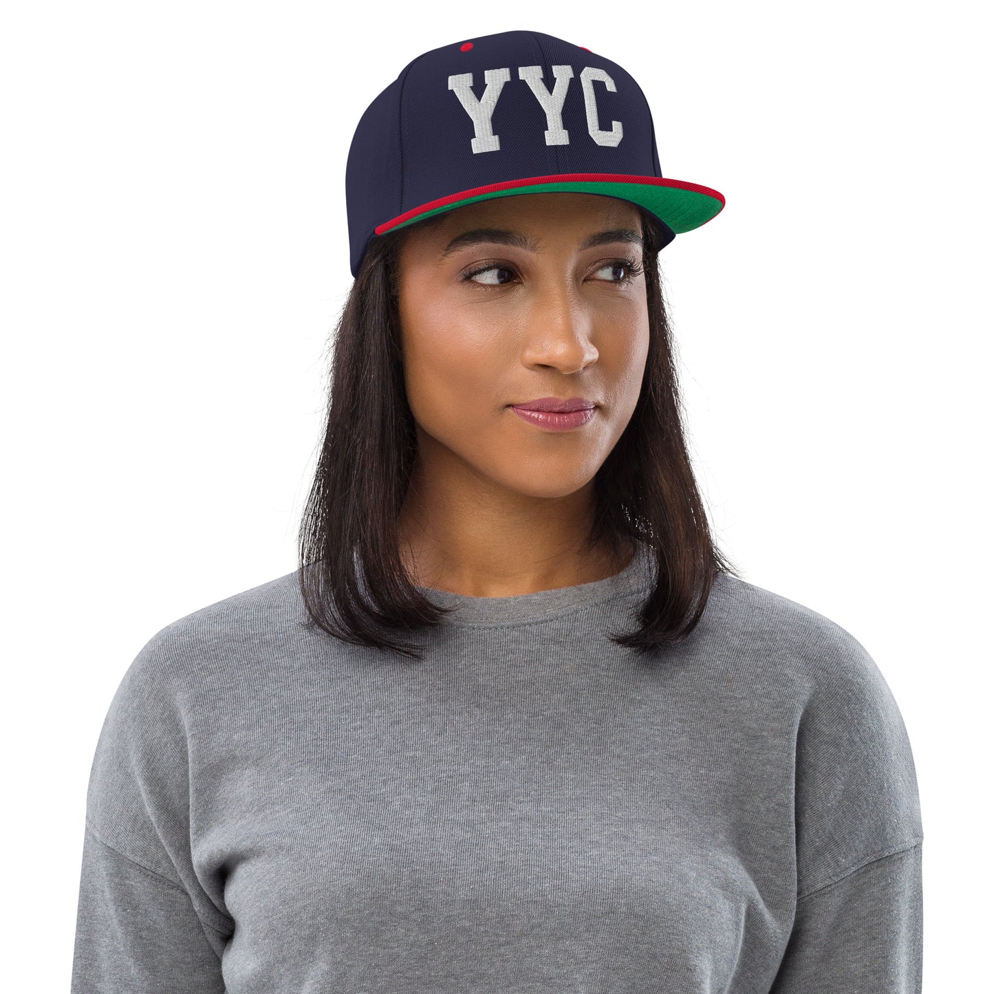 College-Style Classic Snapback Hat • White • YYC Calgary Souvenir • YHM Designs - Image 04