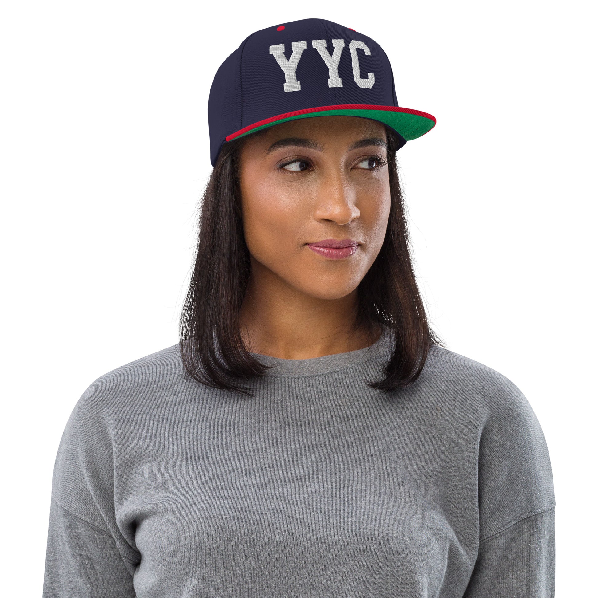 College-Style Classic Snapback Hat • White • YYC Calgary Souvenir • YHM Designs - Image 04