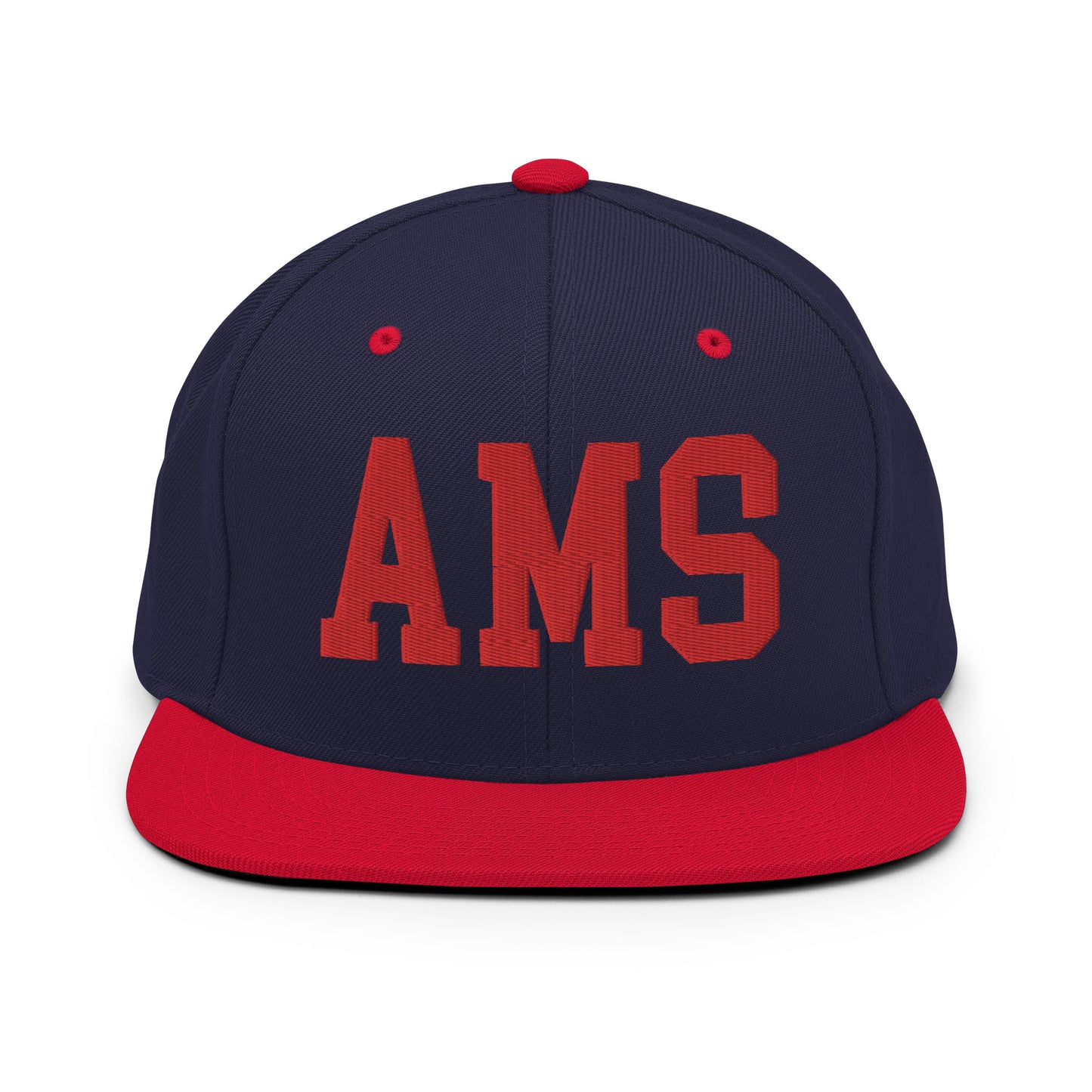 College-Style Classic Snapback Hat • Red • AMS Amsterdam • YHM Designs - Image 19