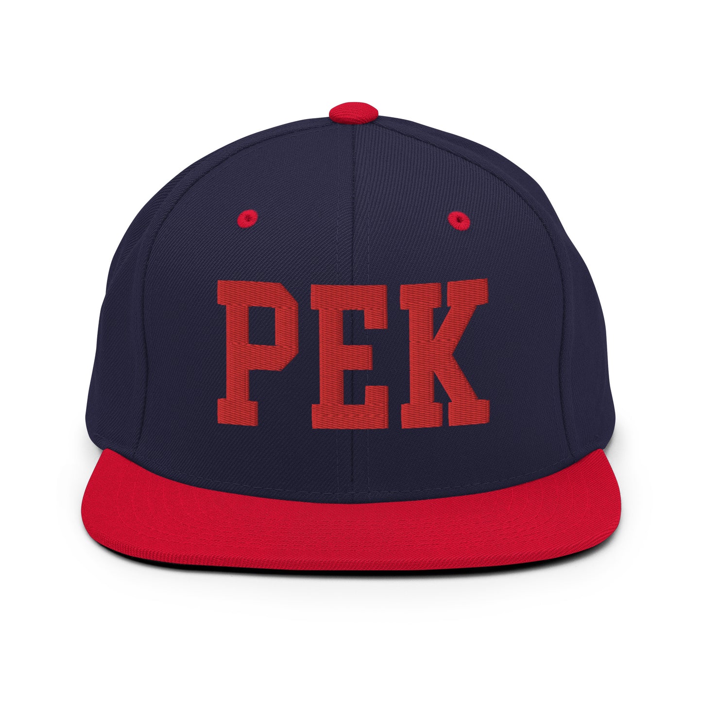 College-Style Classic Snapback Hat • Red • PEK Beijing • YHM Designs - Image 19