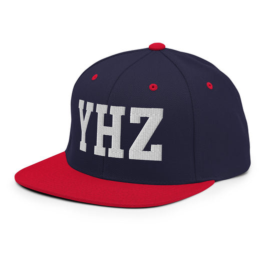 College-Style Classic Snapback Hat • White • YHZ Halifax Souvenir • YHM Designs - Image 01