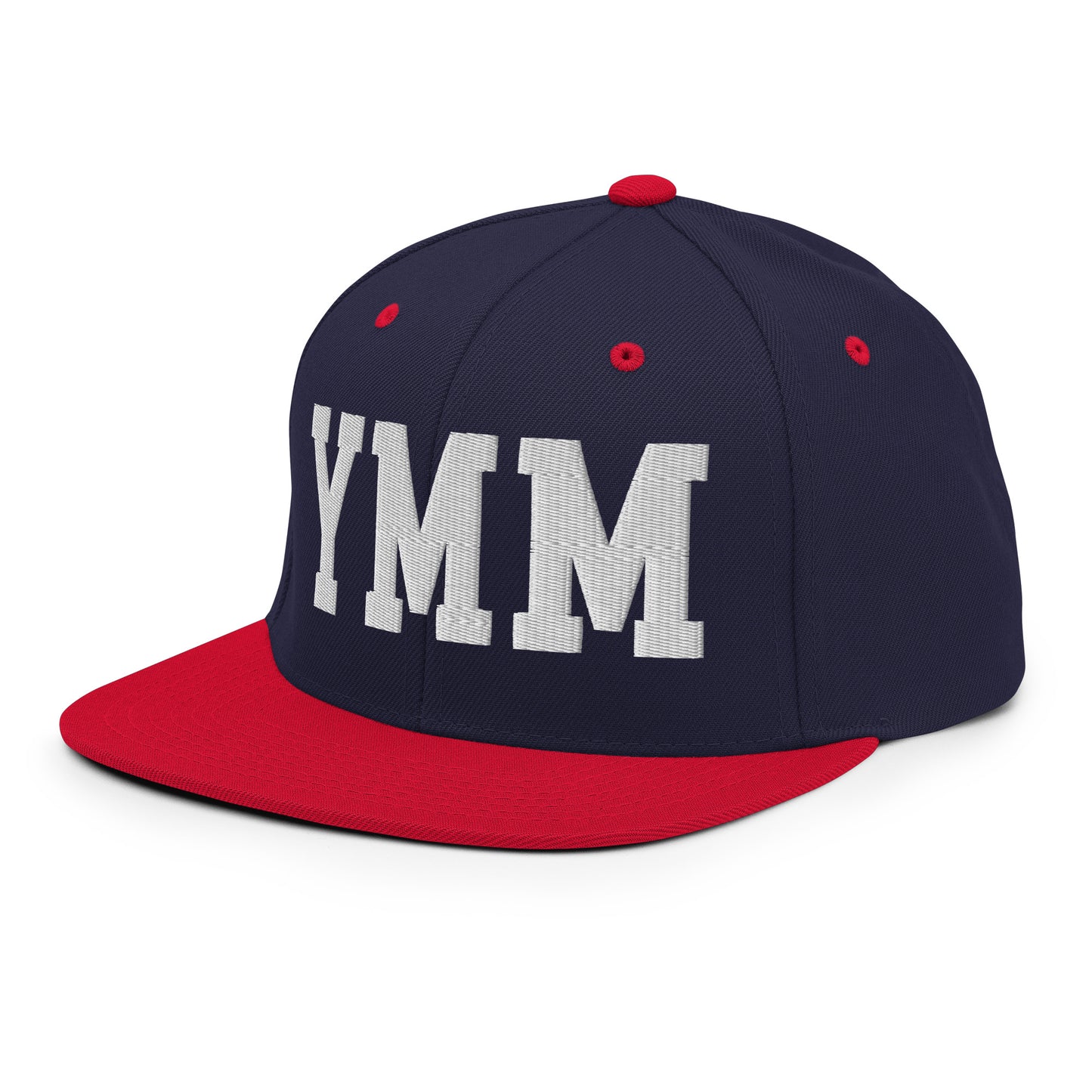 College-Style Classic Snapback Hat • White • YMM Fort McMurray • YHM Designs - Image 01