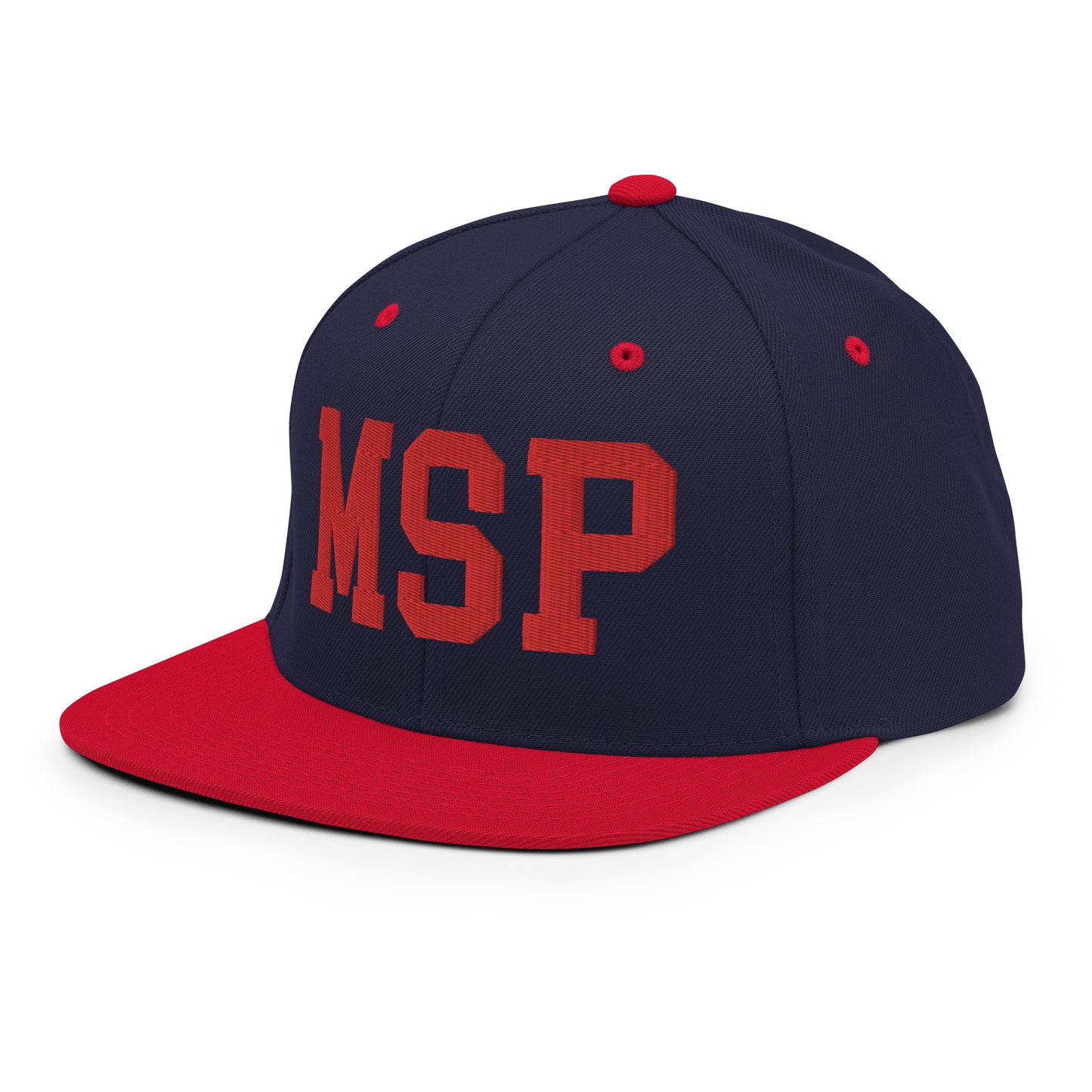 College-Style Classic Snapback Hat • Red • MSP Minneapolis • YHM Designs - Image 21