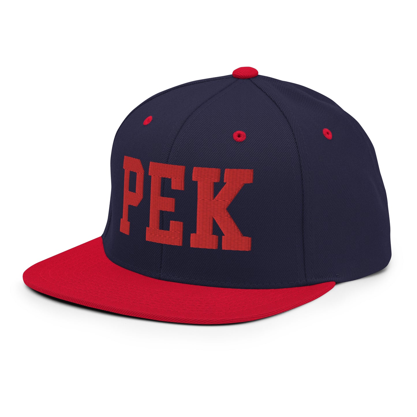 College-Style Classic Snapback Hat • Red • PEK Beijing • YHM Designs - Image 21