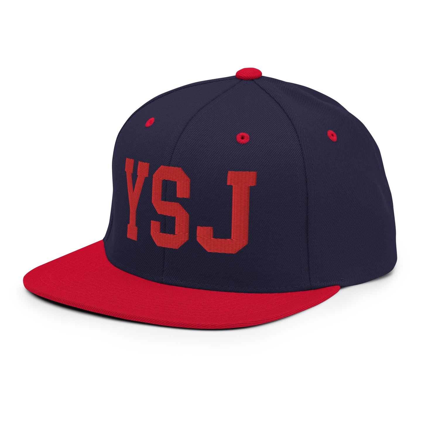 College-Style Classic Snapback Hat • Red • YSJ Saint John • YHM Designs - Image 21
