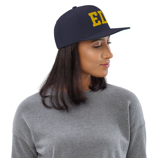 College-Style Classic Snapback Hat • Gold • EDI Edinburgh Souvenir • YHM Designs - Image 02