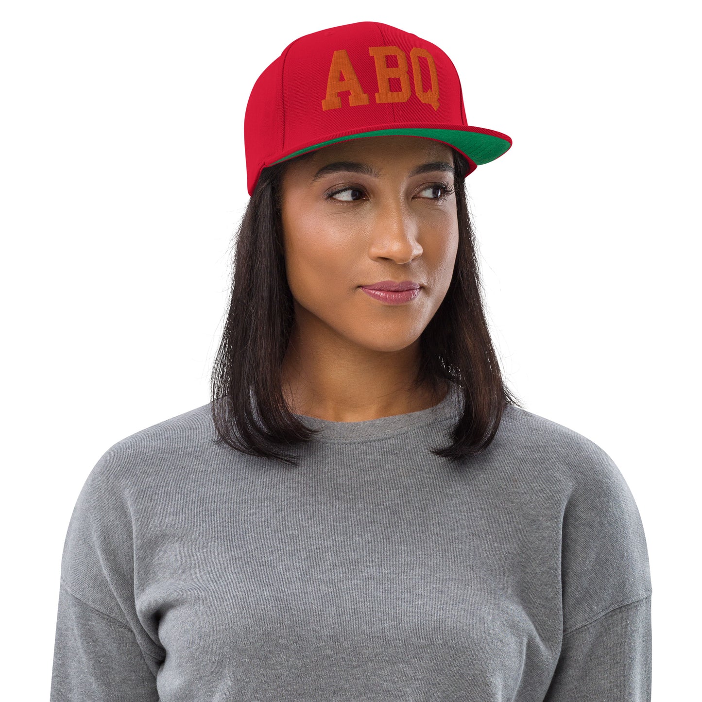 College-Style Classic Snapback Hat • Orange • ABQ Albuquerque • YHM Designs - Image 04