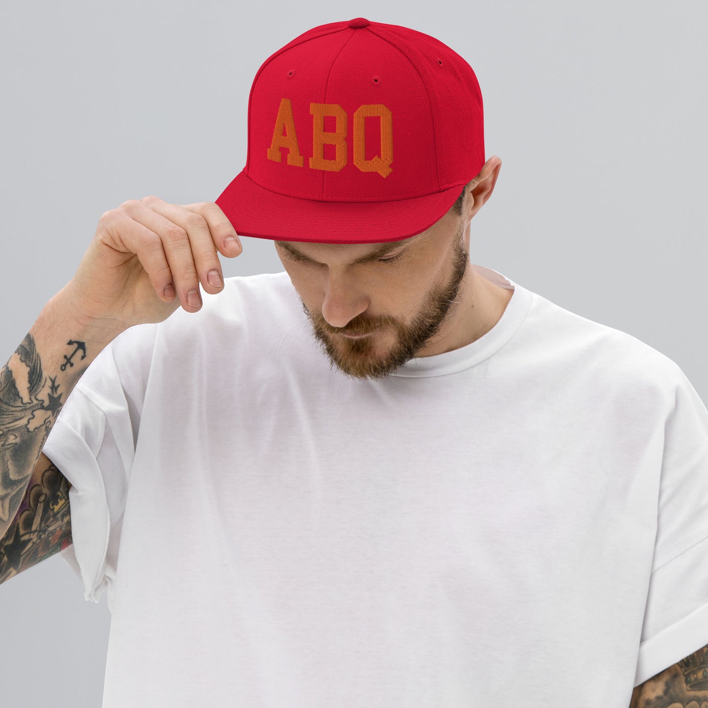 College-Style Classic Snapback Hat • Orange • ABQ Albuquerque • YHM Designs - Image 06