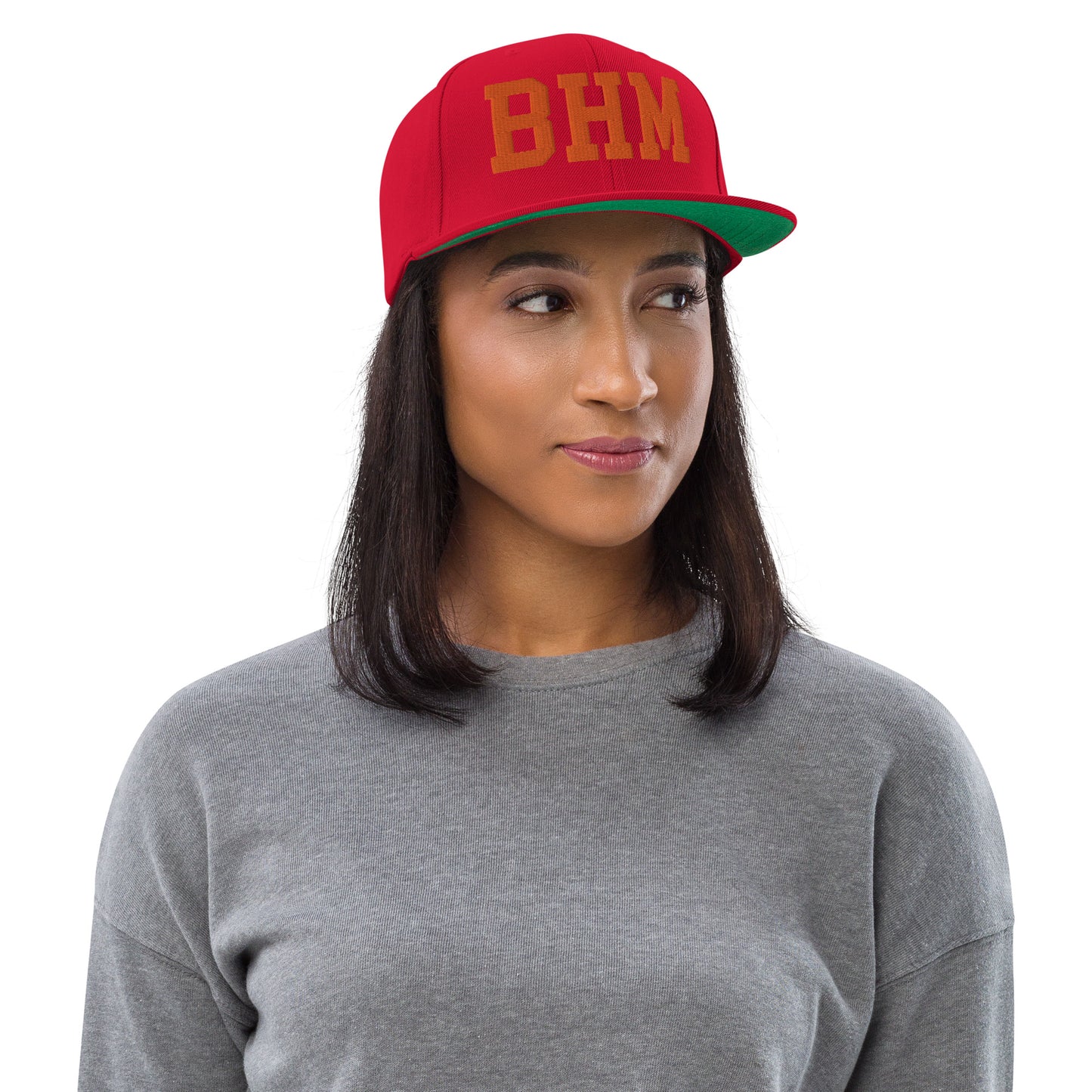 College-Style Classic Snapback Hat • Orange • BHM Birmingham • YHM Designs - Image 04