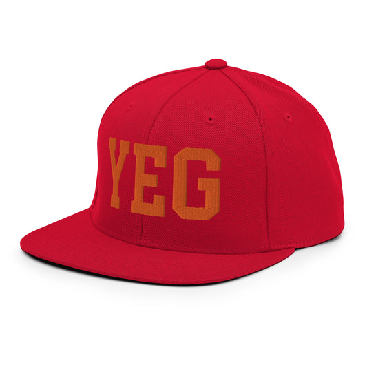 College-Style Classic Snapback Hat • Orange • YEG Edmonton Souvenir • YHM Designs - Image 01