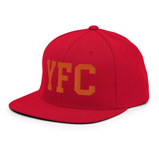 College-Style Classic Snapback Hat • Orange • YFC Fredericton Souvenir • YHM Designs - Image 01
