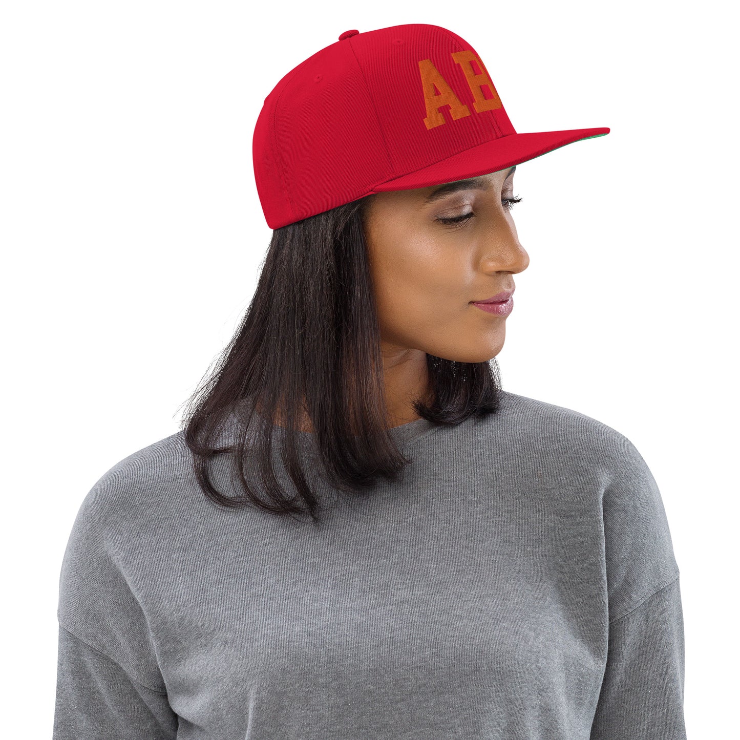 College-Style Classic Snapback Hat • Orange • ABQ Albuquerque • YHM Designs - Image 02