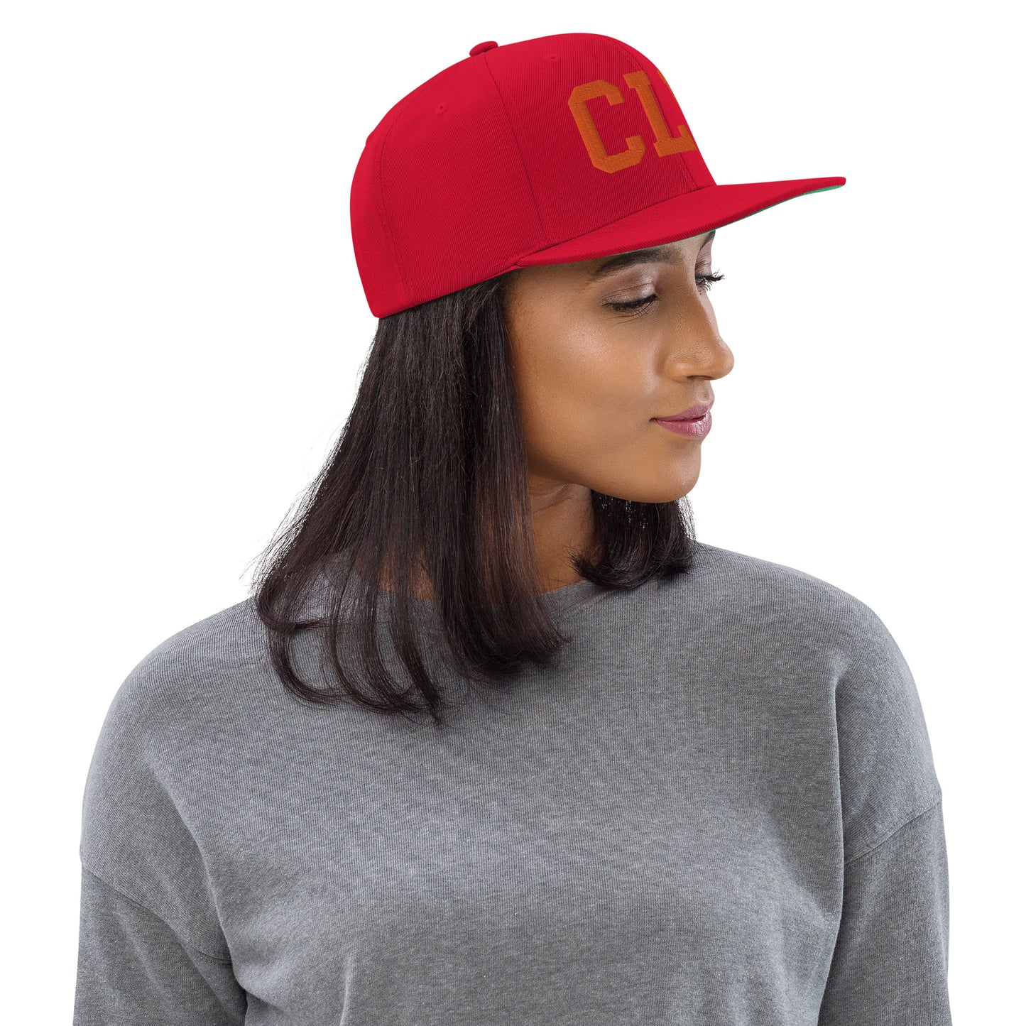 College-Style Classic Snapback Hat • Orange • CLE Cleveland • YHM Designs - Image 02