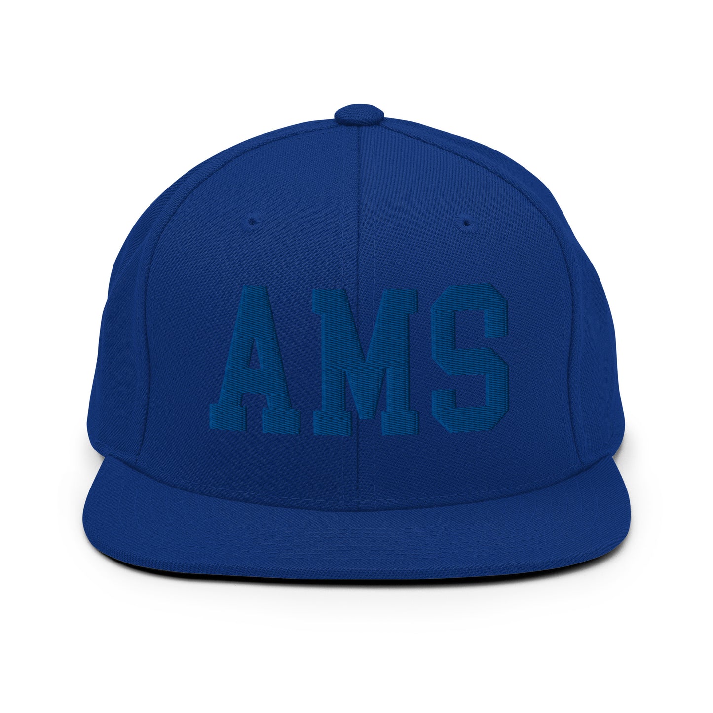 College-Style Classic Snapback Hat • Royal Blue • AMS Amsterdam • YHM Designs - Image 07