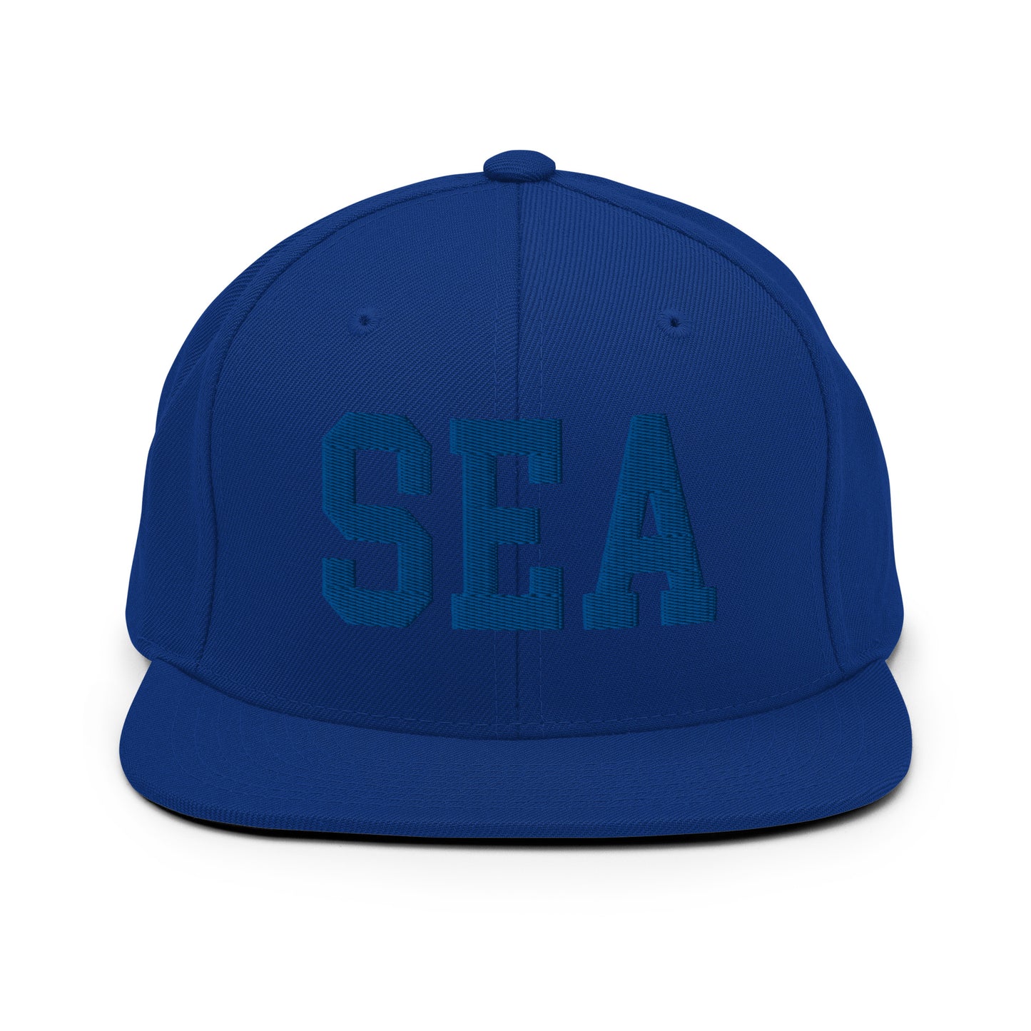 College-Style Classic Snapback Hat • Royal Blue • SEA Seattle • YHM Designs - Image 07
