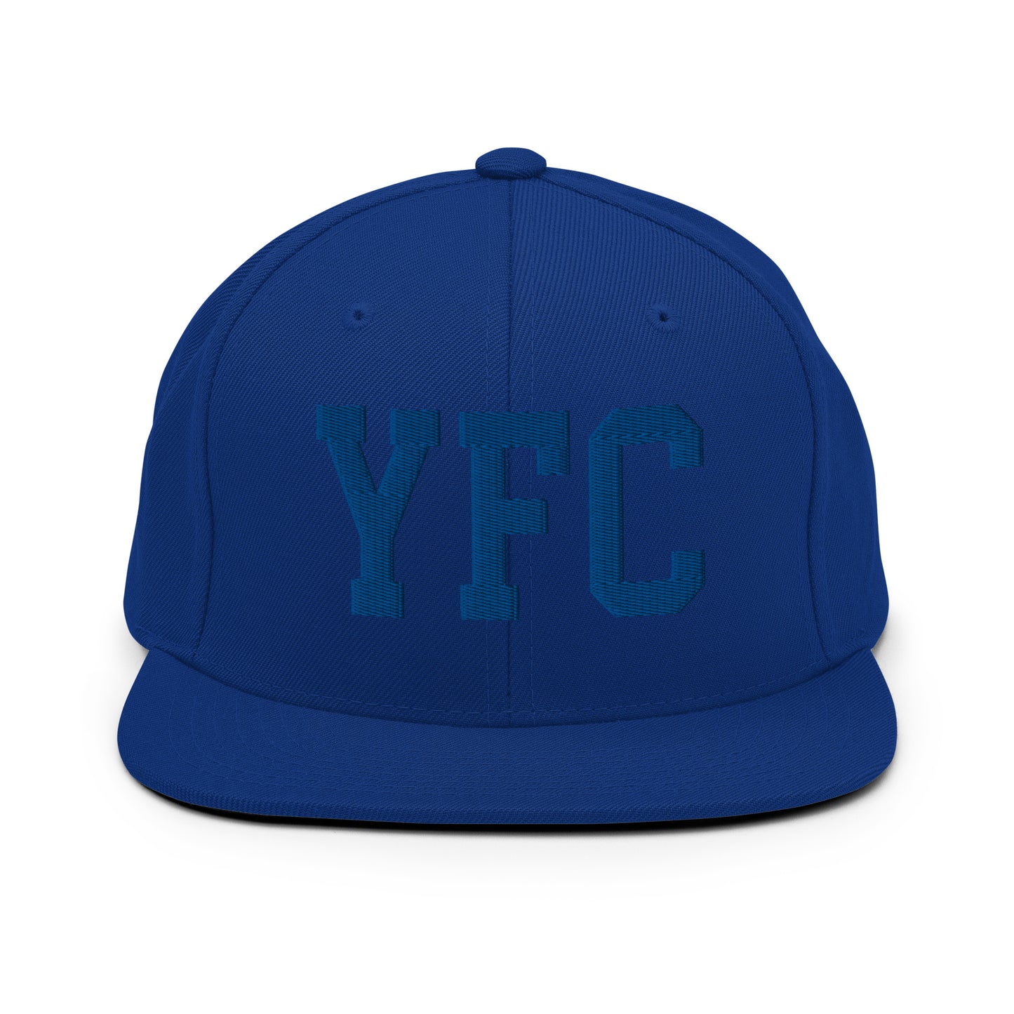 College-Style Classic Snapback Hat • Royal Blue • YFC Fredericton Souvenir • YHM Designs - Image 07