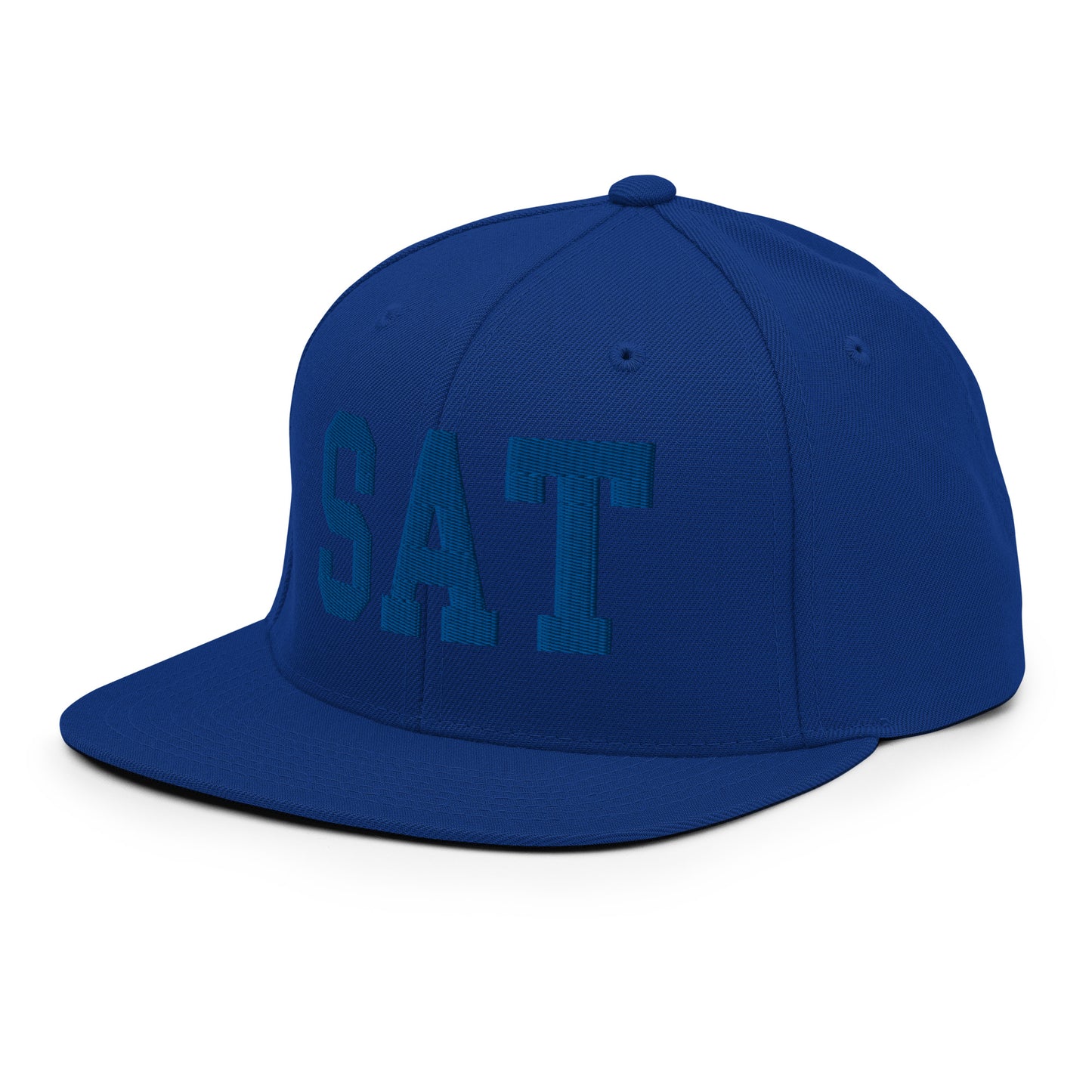 College-Style Classic Snapback Hat • Royal Blue • SAT San Antonio • YHM Designs - Image 01