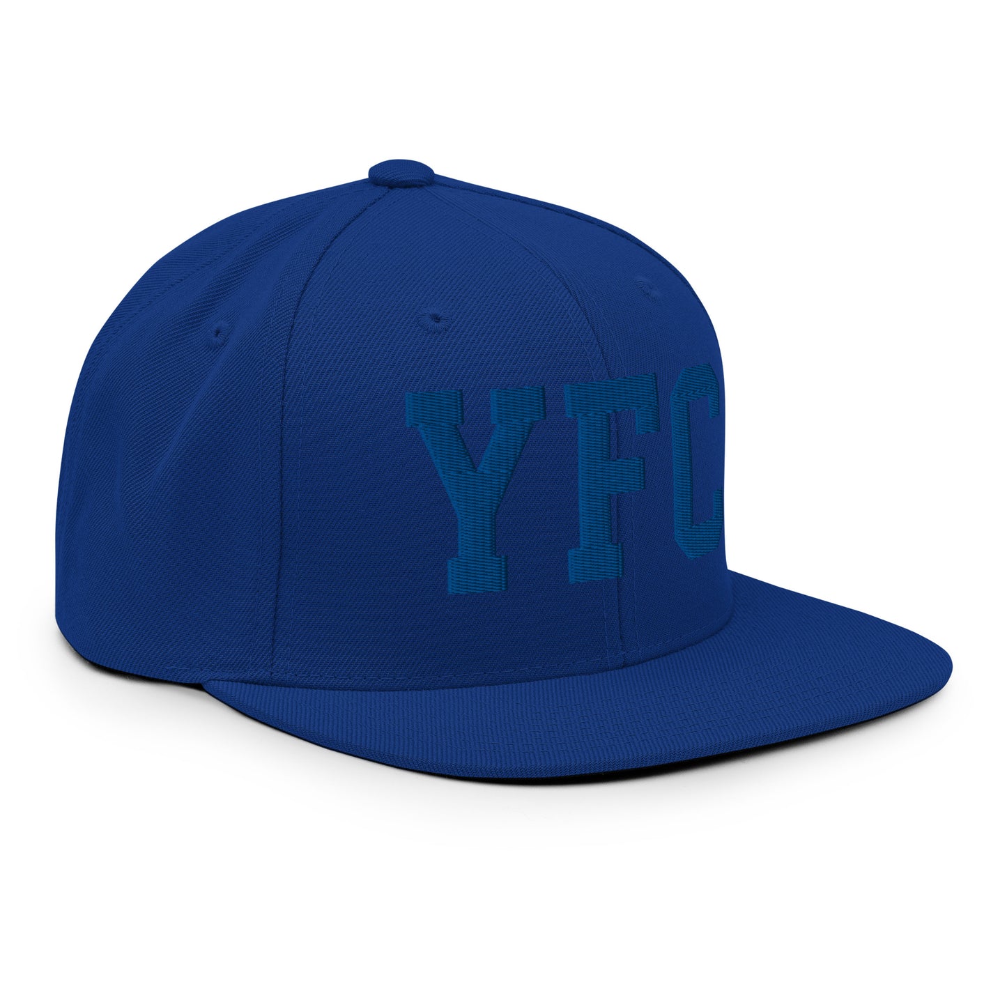 College-Style Classic Snapback Hat • Royal Blue • YFC Fredericton Souvenir • YHM Designs - Image 10