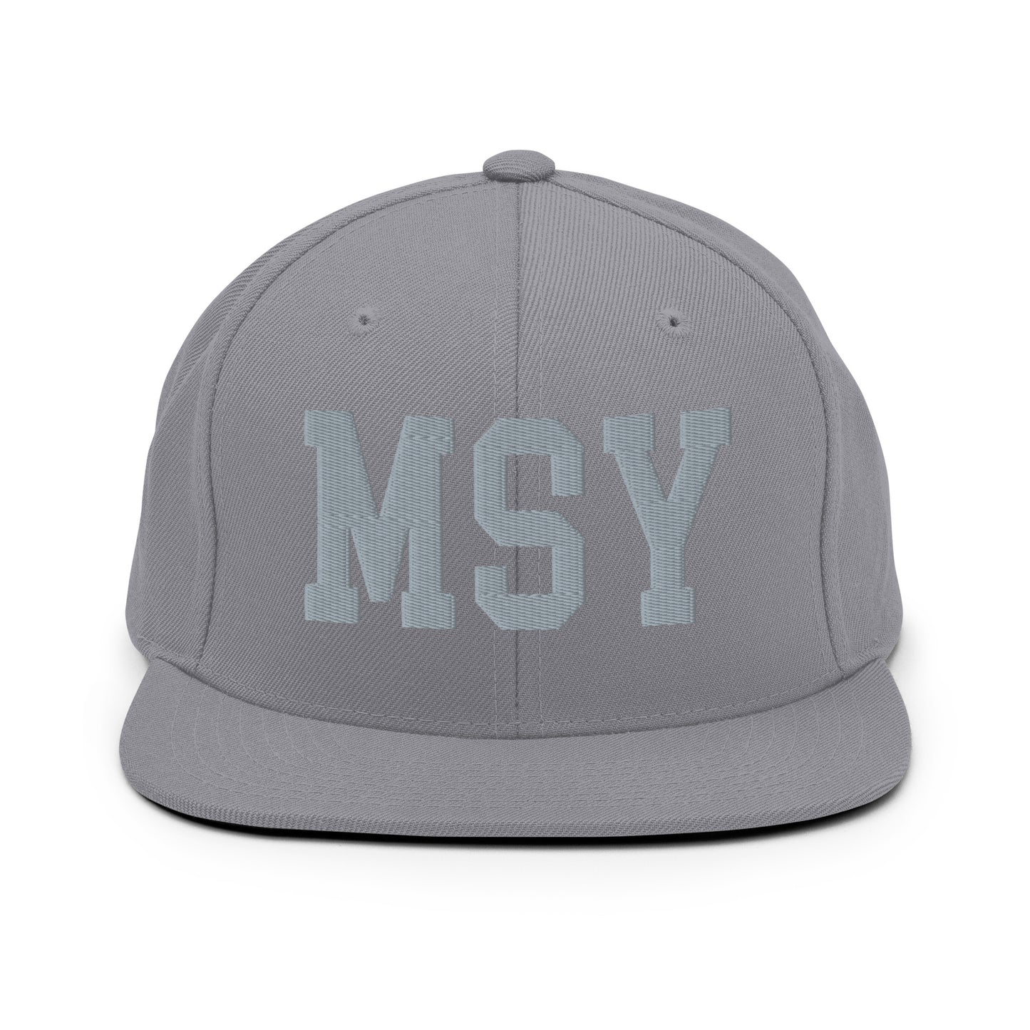 College-Style Classic Snapback Hat • Grey • MSY New Orleans Souvenir • YHM Designs - Image 14