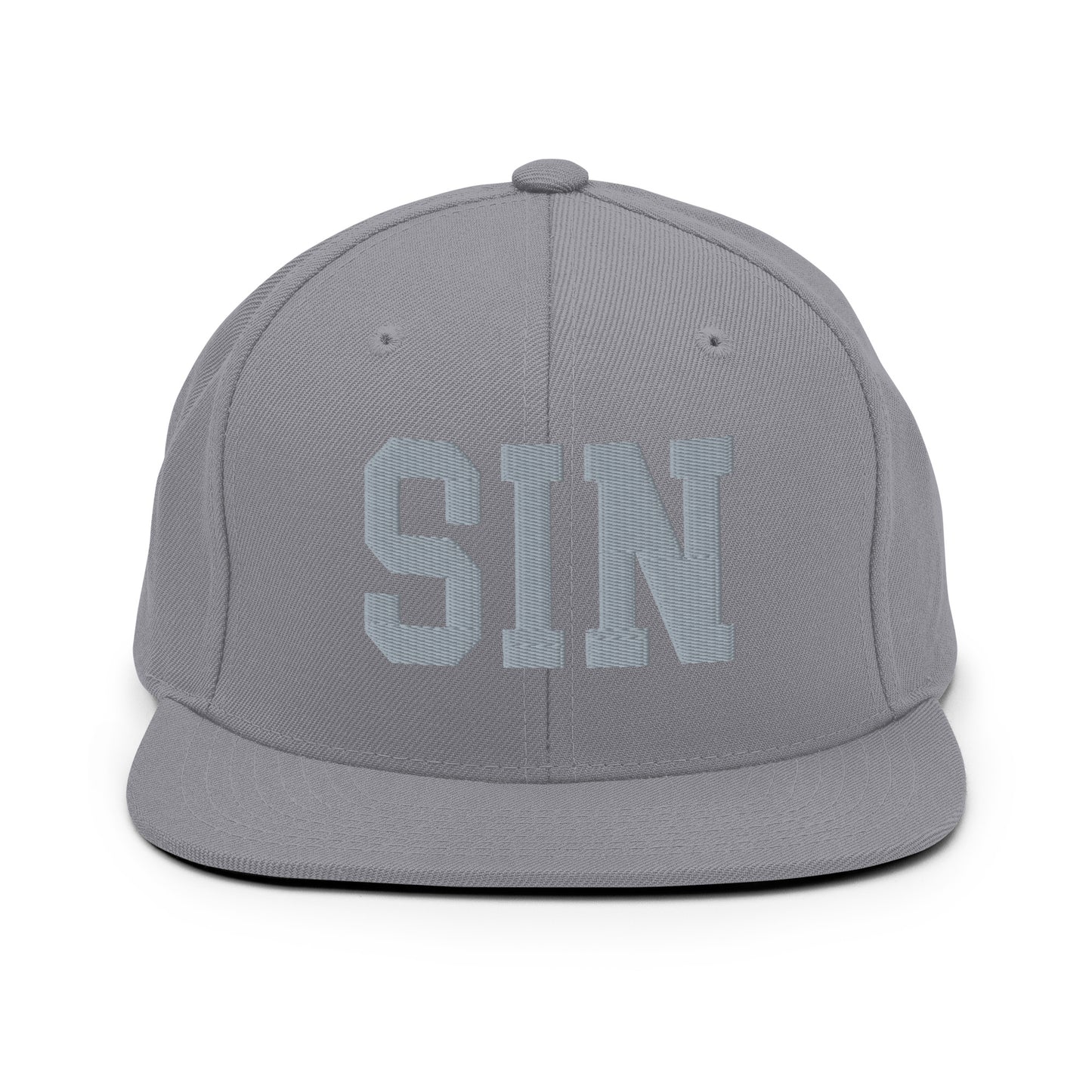 College-Style Classic Snapback Hat • Grey • SIN Singapore Souvenir • YHM Designs - Image 14