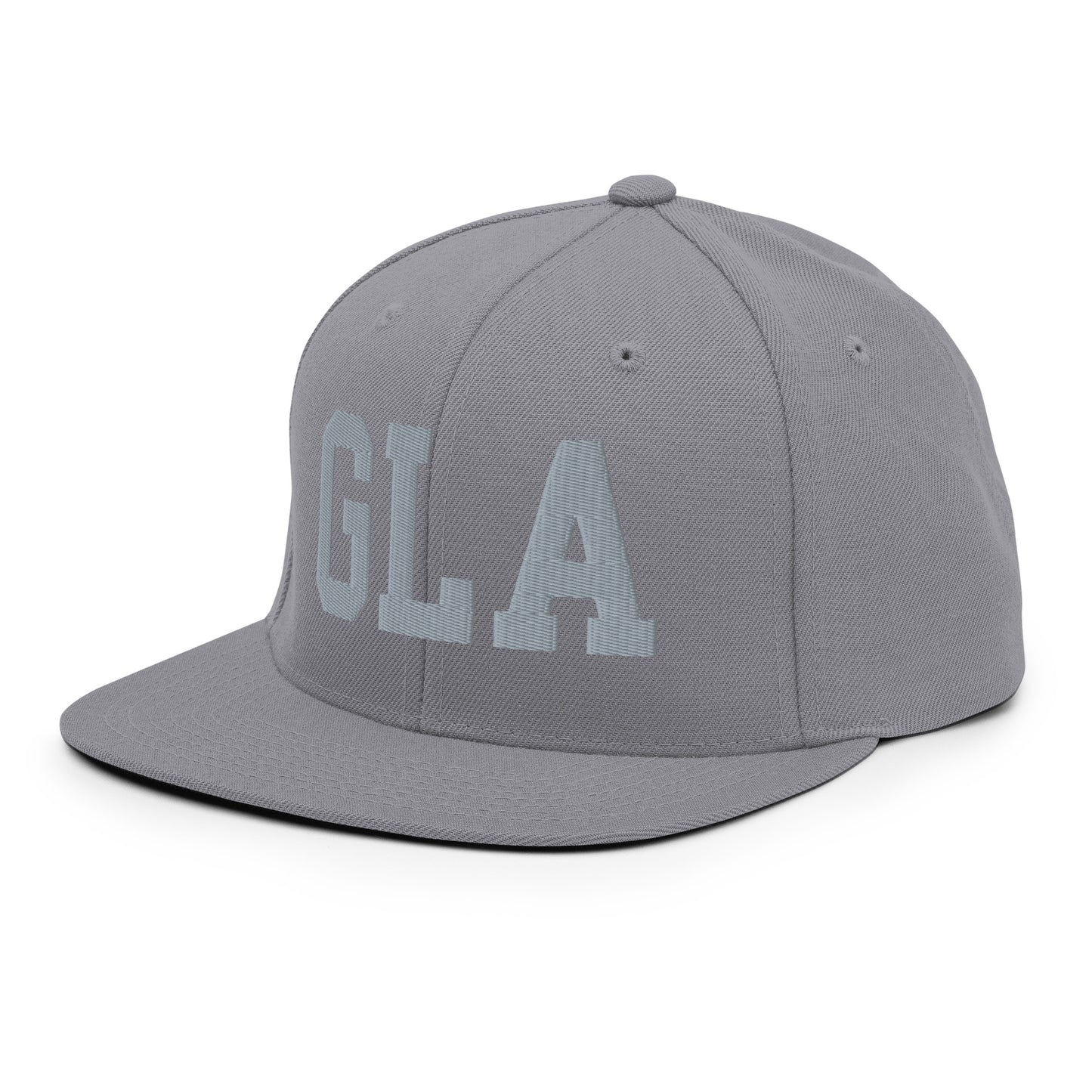 College-Style Classic Snapback Hat • Grey • GLA Glasgow Souvenir • YHM Designs - Image 16