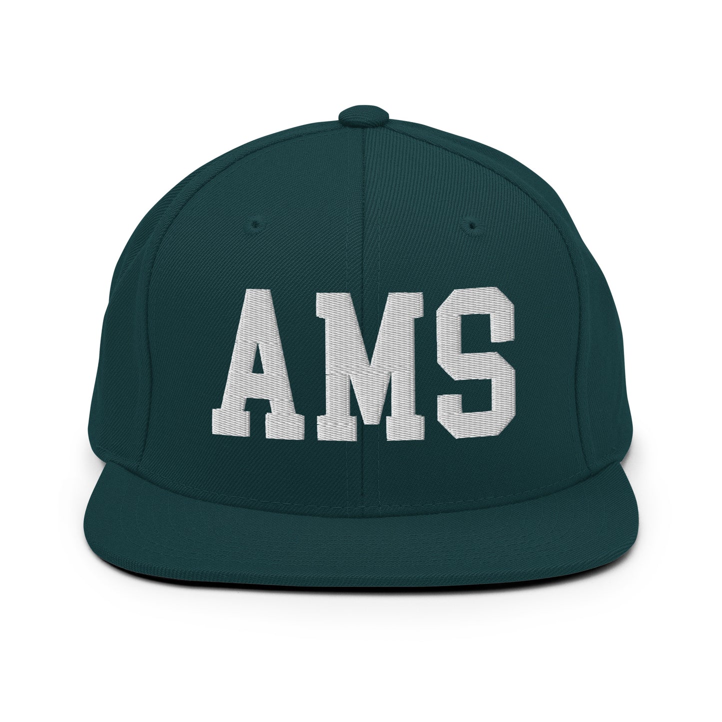 College-Style Classic Snapback Hat • White • AMS Amsterdam • YHM Designs - Image 22