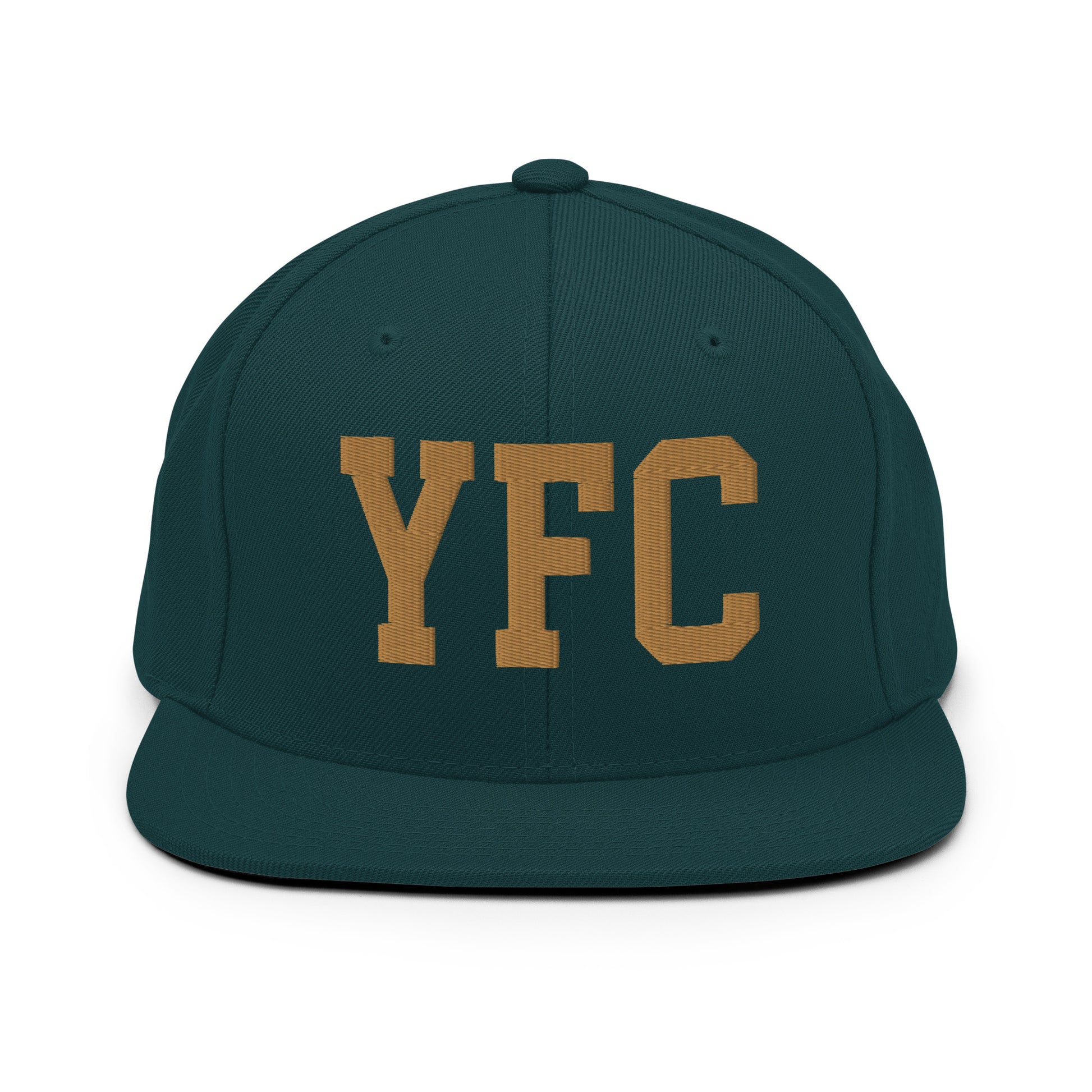 College-Style Classic Snapback Hat • Old Gold • YFC Fredericton Souvenir • YHM Designs - Image 18