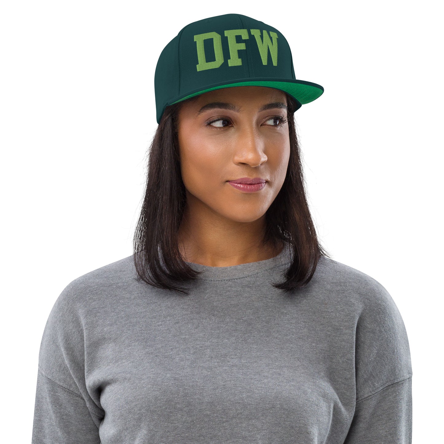 College-Style Classic Snapback Hat • Kiwi Green • DFW Dallas • YHM Designs - Image 04