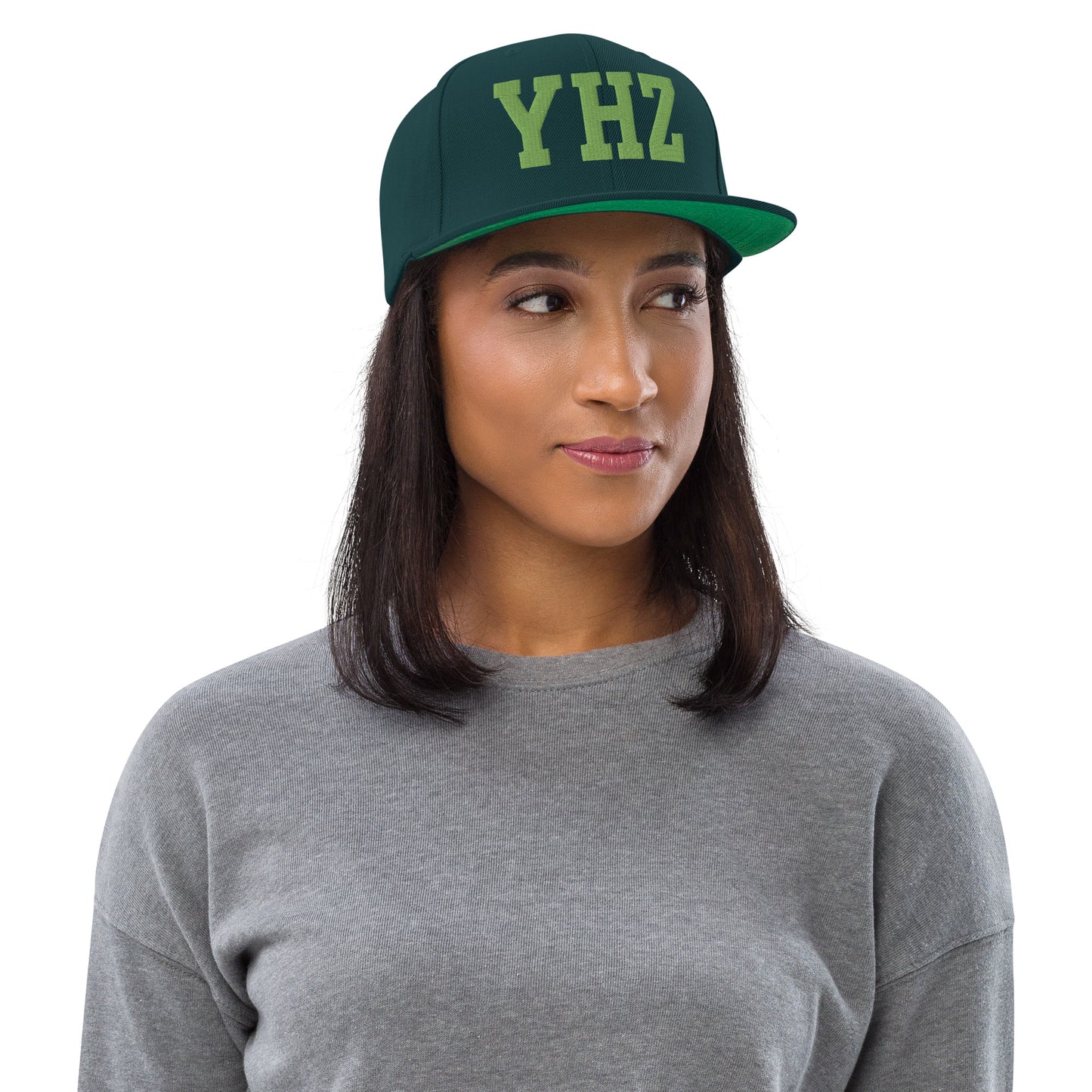 College-Style Classic Snapback Hat • Kiwi Green • YHZ Halifax Souvenir • YHM Designs - Image 04