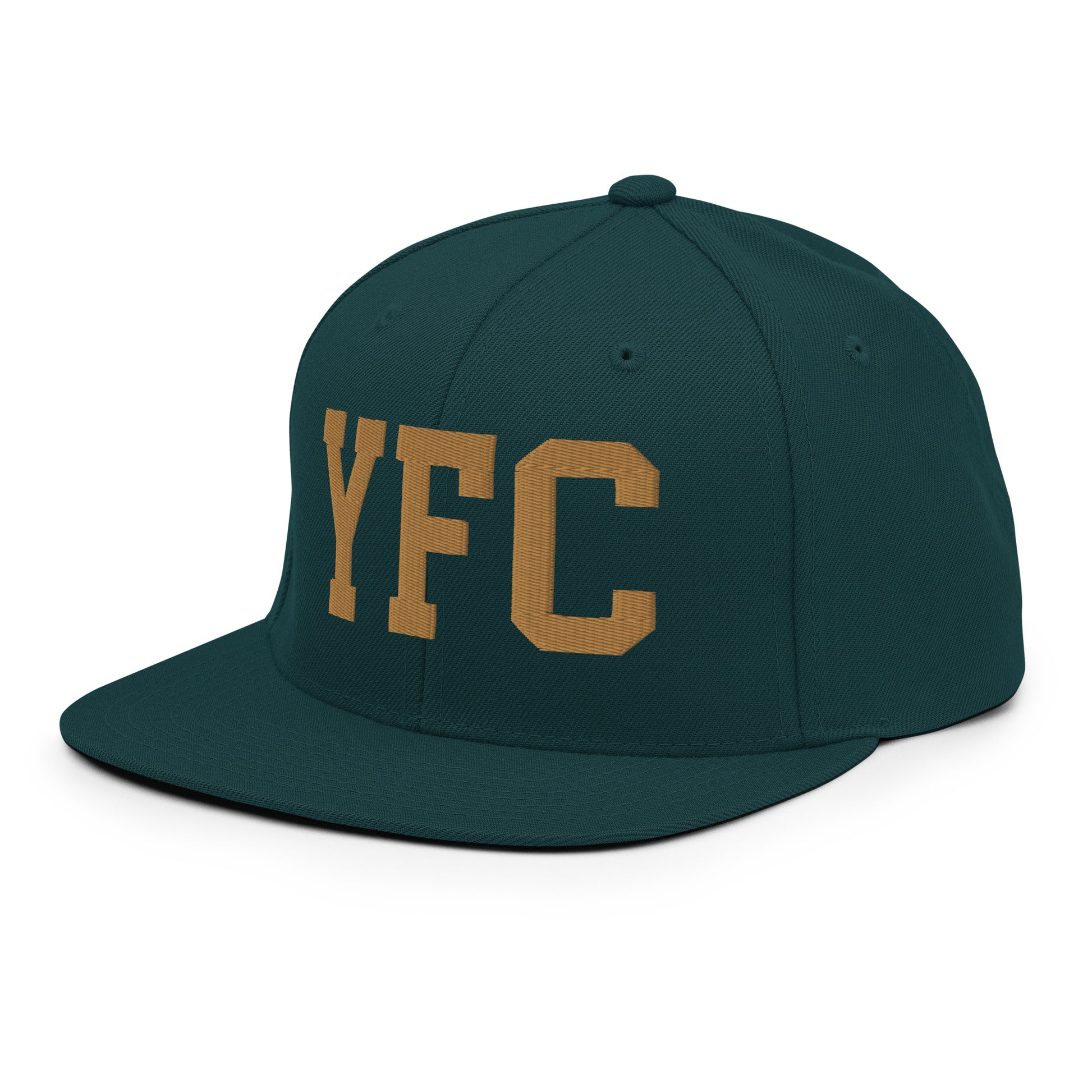 College-Style Classic Snapback Hat • Old Gold • YFC Fredericton Souvenir • YHM Designs - Image 20