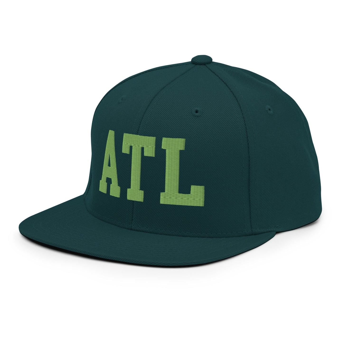 College-Style Classic Snapback Hat • Kiwi Green • ATL Atlanta • YHM Designs - Image 01