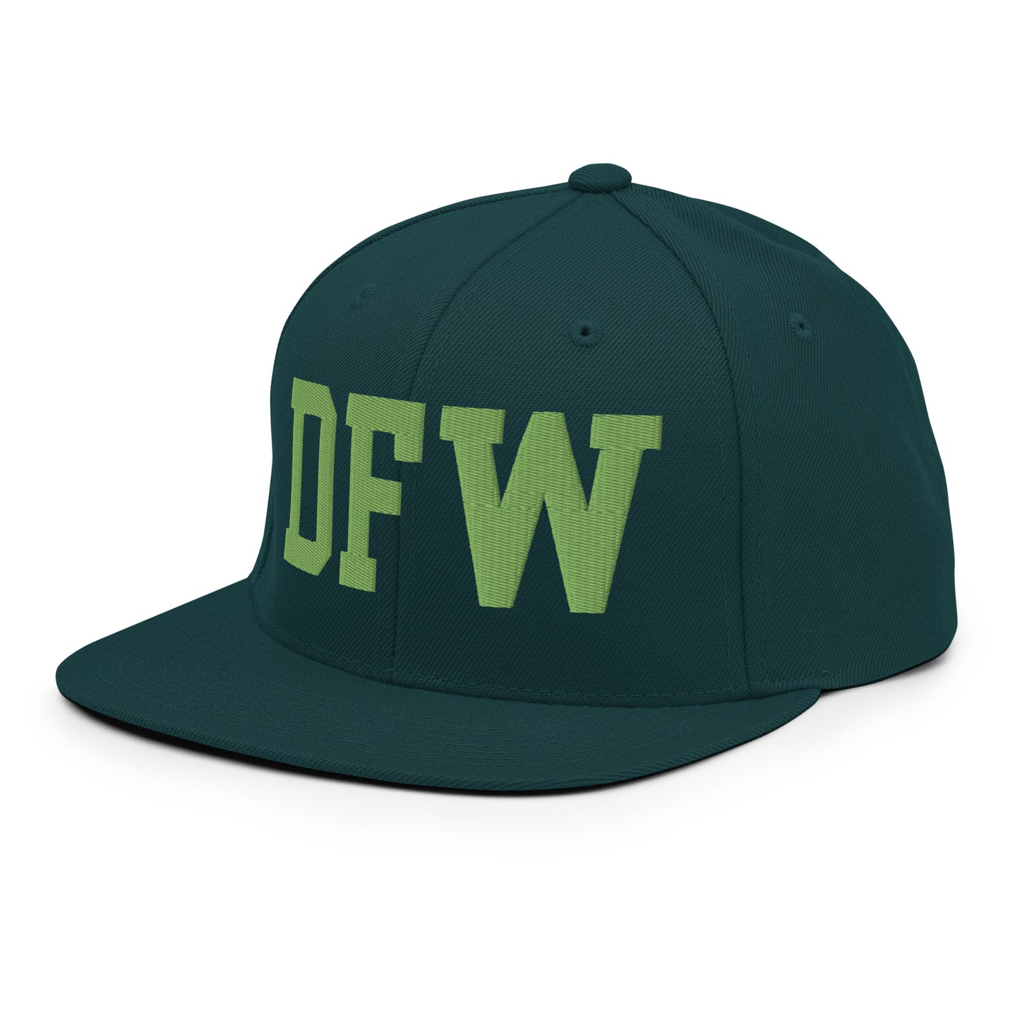 College-Style Classic Snapback Hat • Kiwi Green • DFW Dallas • YHM Designs - Image 01