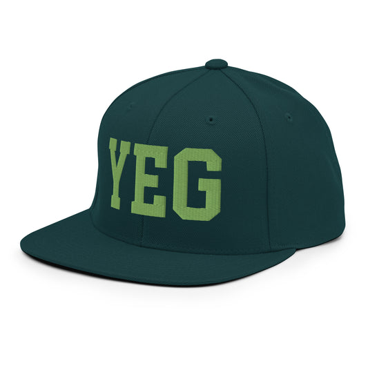 College-Style Classic Snapback Hat • Kiwi Green • YEG Edmonton Souvenir • YHM Designs - Image 01