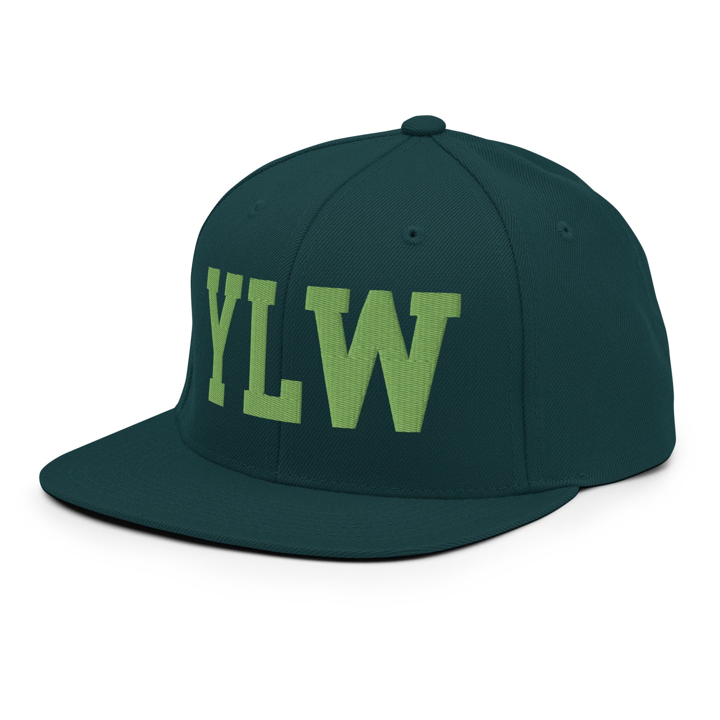 College-Style Classic Snapback Hat • Kiwi Green • YLW Kelowna • YHM Designs - Image 01