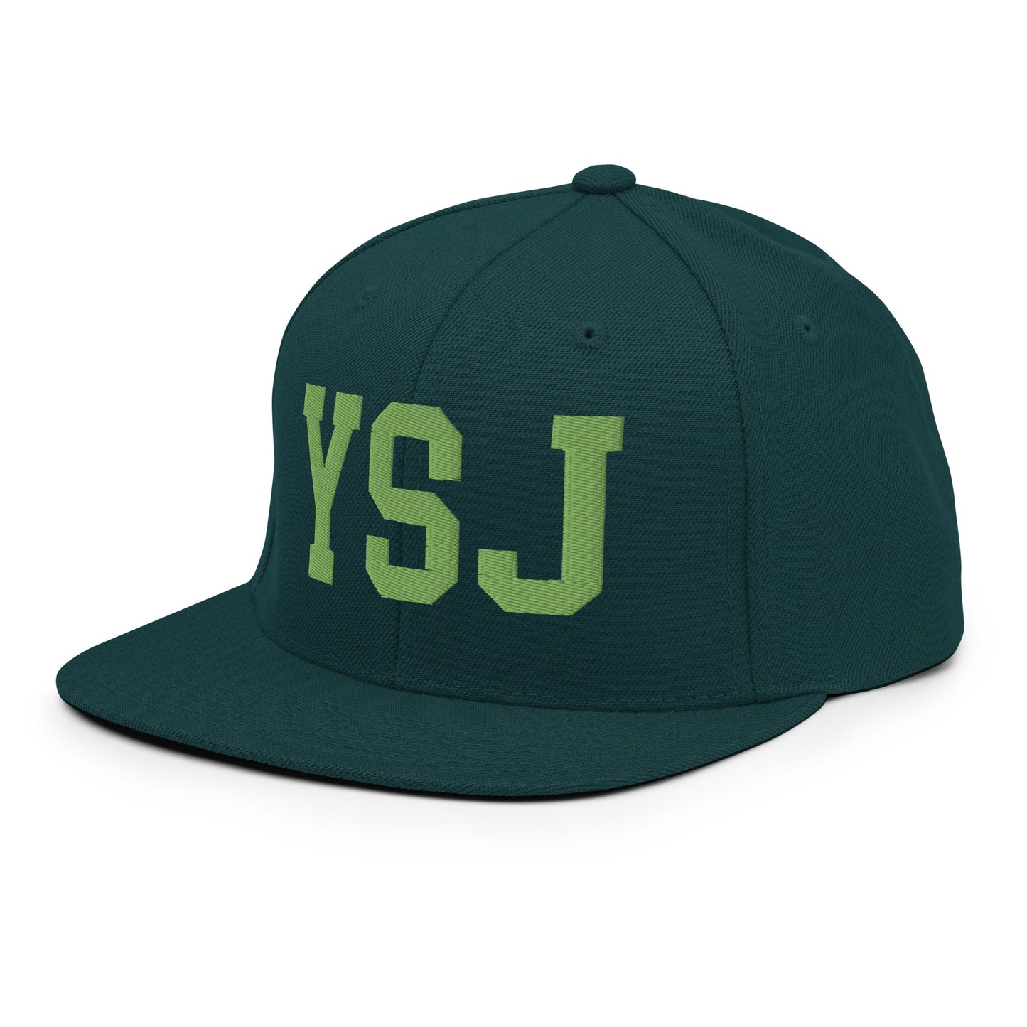 College-Style Classic Snapback Hat • Kiwi Green • YSJ Saint John • YHM Designs - Image 01