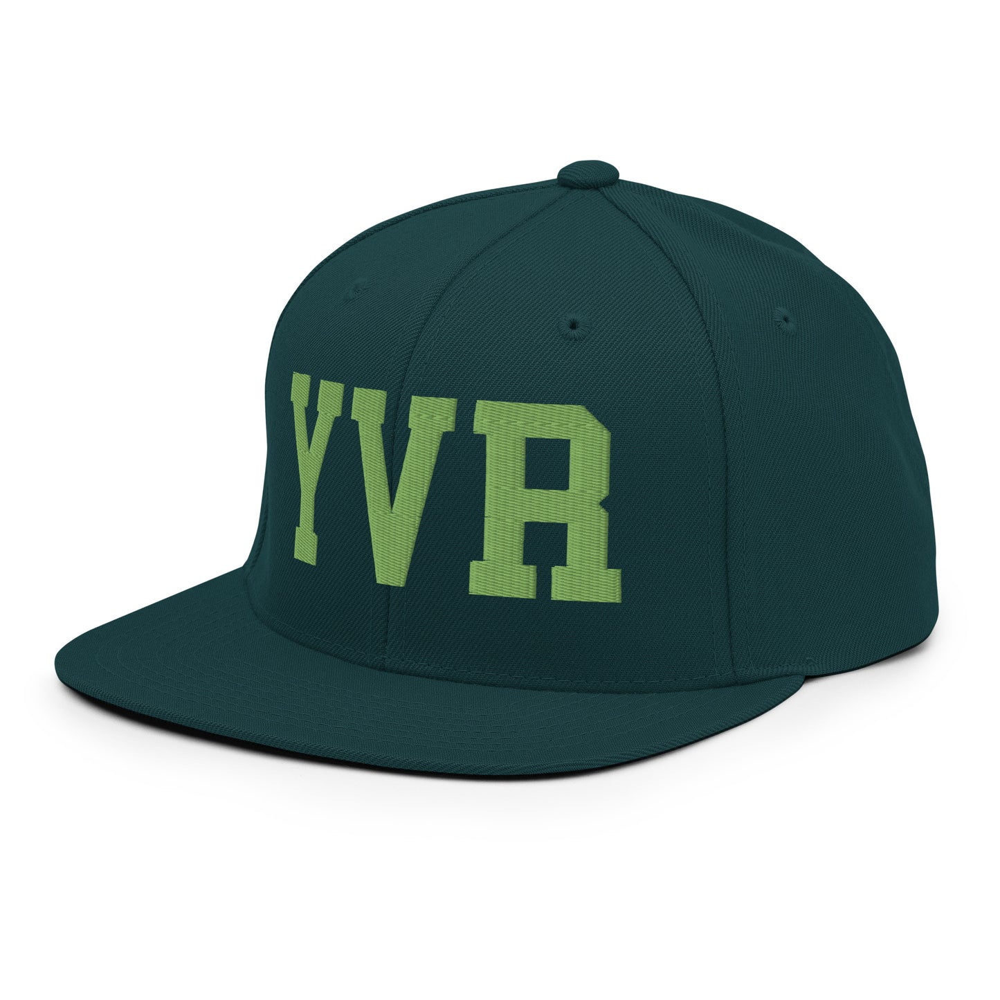 College-Style Classic Snapback Hat • Kiwi Green • YVR Vancouver • YHM Designs - Image 01