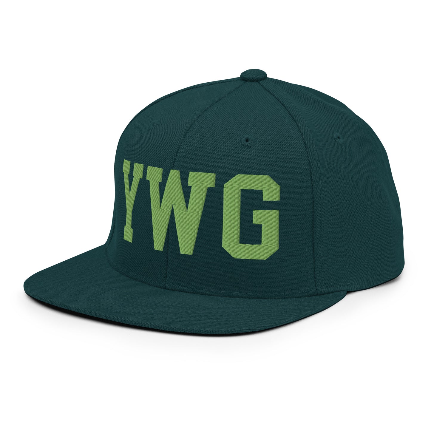 College-Style Classic Snapback Hat • Kiwi Green • YWG Winnipeg • YHM Designs - Image 01