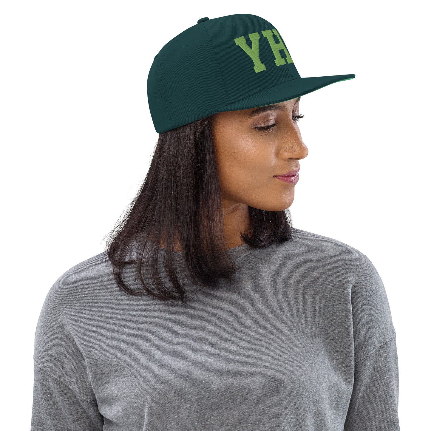 College-Style Classic Snapback Hat • Kiwi Green • YHZ Halifax Souvenir • YHM Designs - Image 02