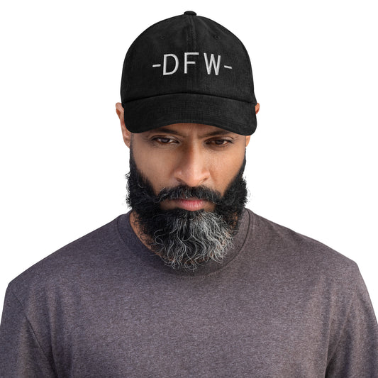 DFW Dallas Corduroy Baseball Cap • Minimalist Lettering in White • YHM Designs - Image 02