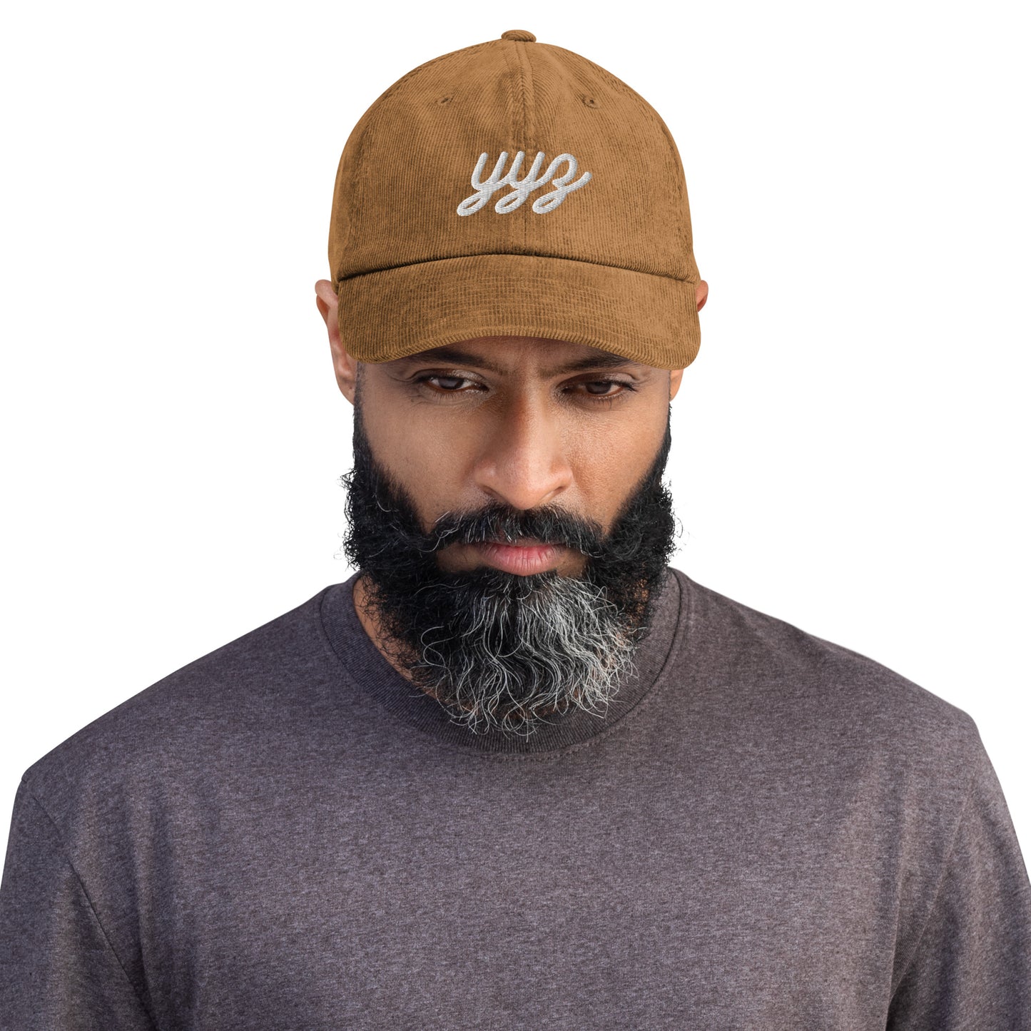 Vintage Script Corduroy Hat - White • YYZ Toronto • YHM Designs - Image 04