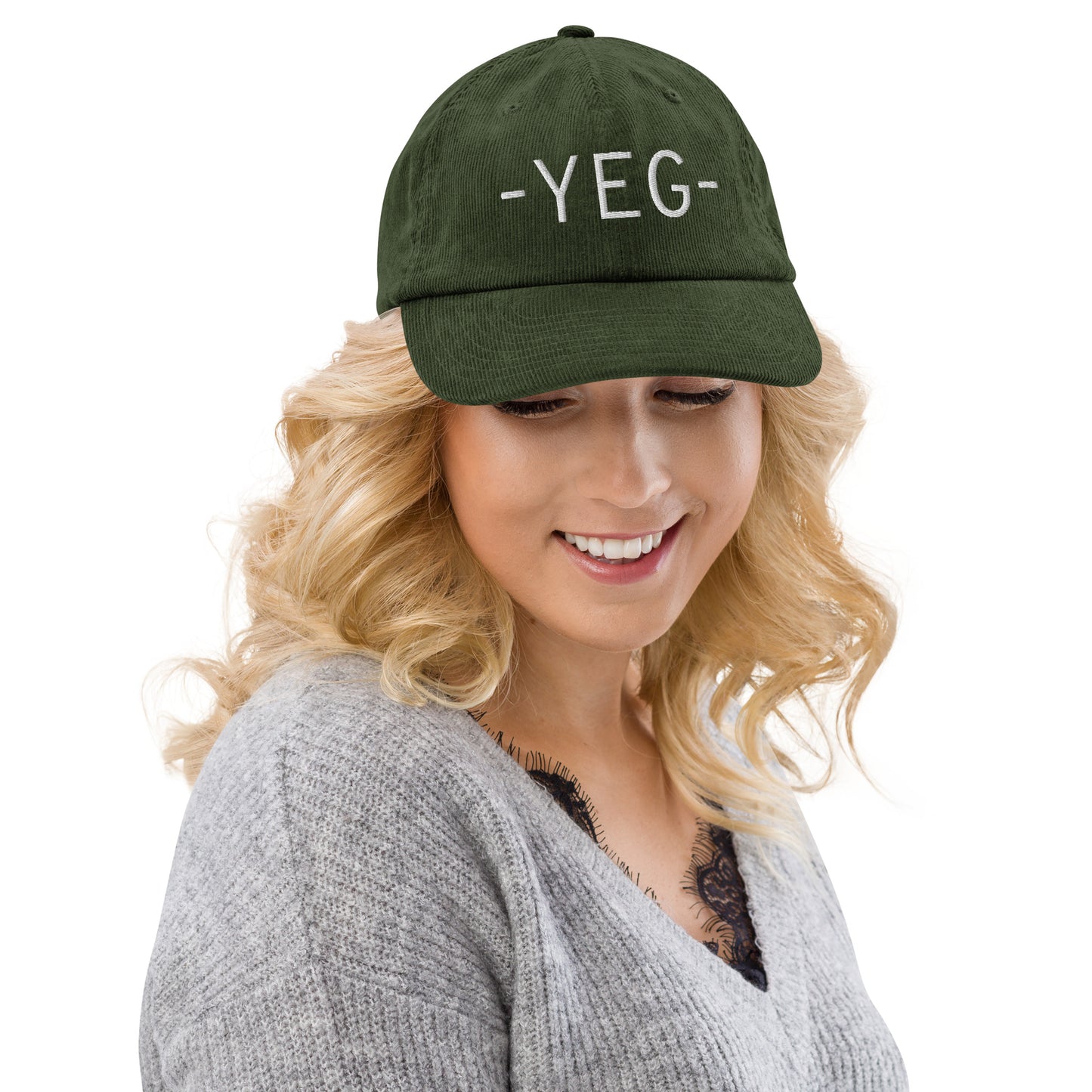Souvenir Corduroy Hat - White • YEG Edmonton • YHM Designs - Image 08