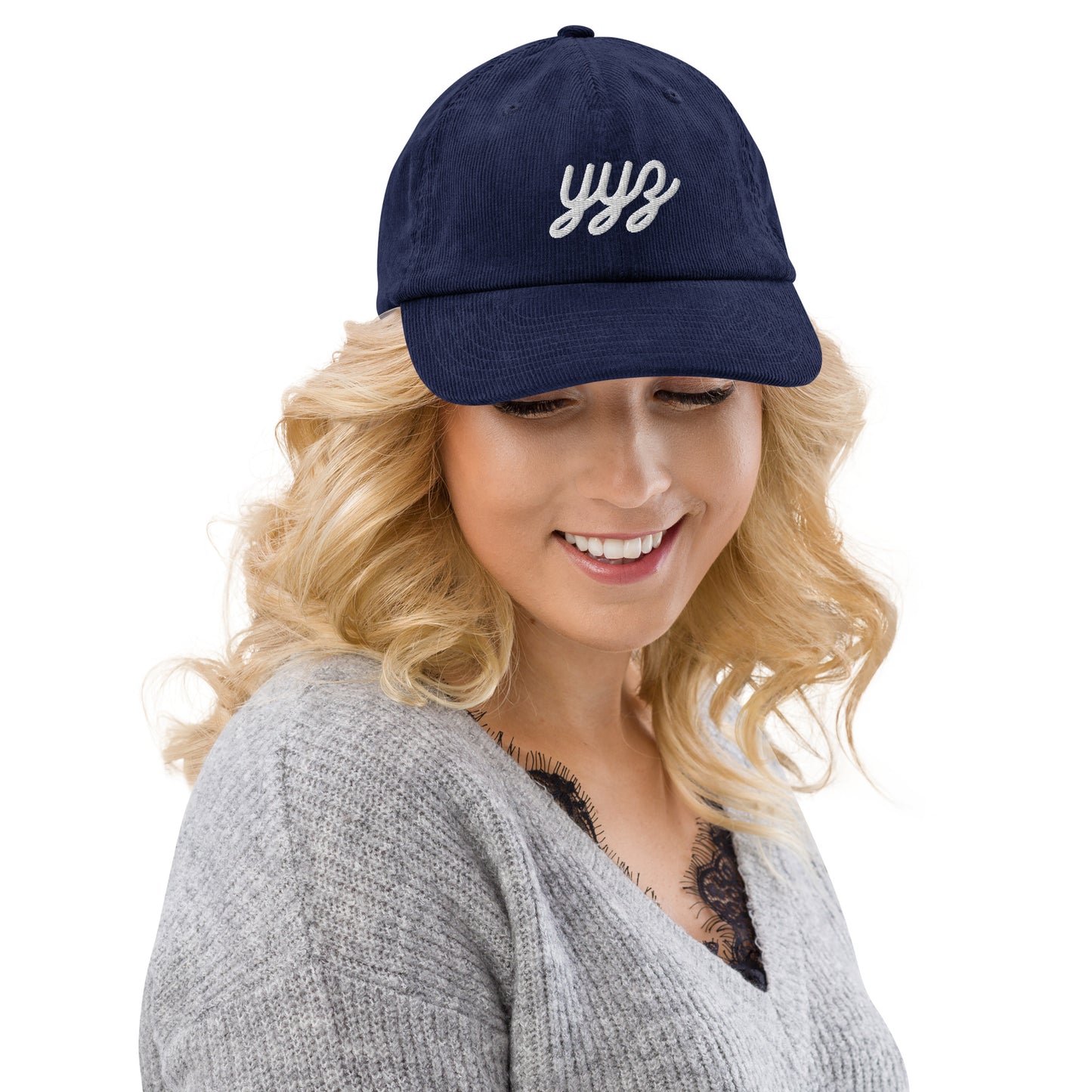 Vintage Script Corduroy Hat - White • YYZ Toronto • YHM Designs - Image 10