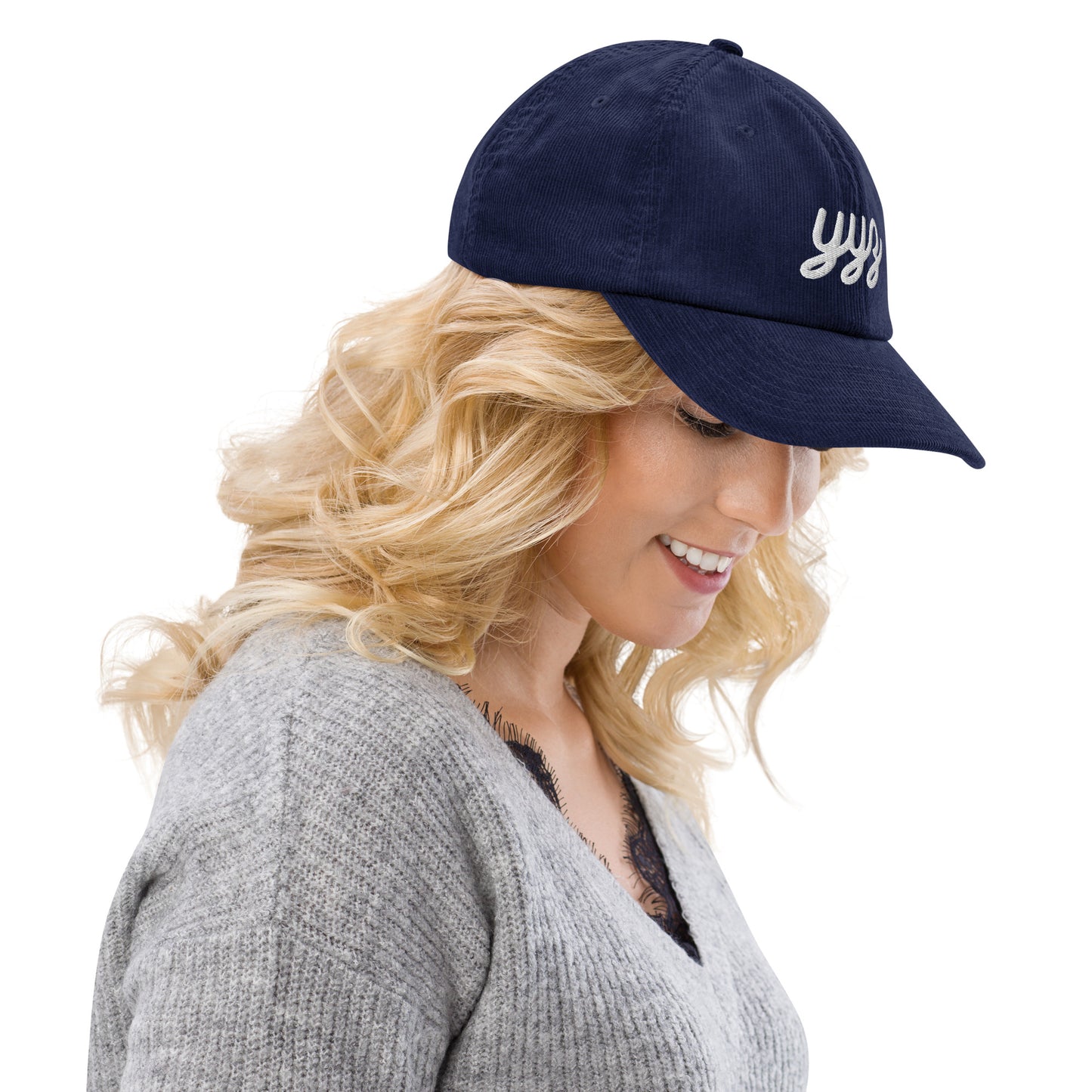 Vintage Script Corduroy Hat - White • YYZ Toronto • YHM Designs - Image 12