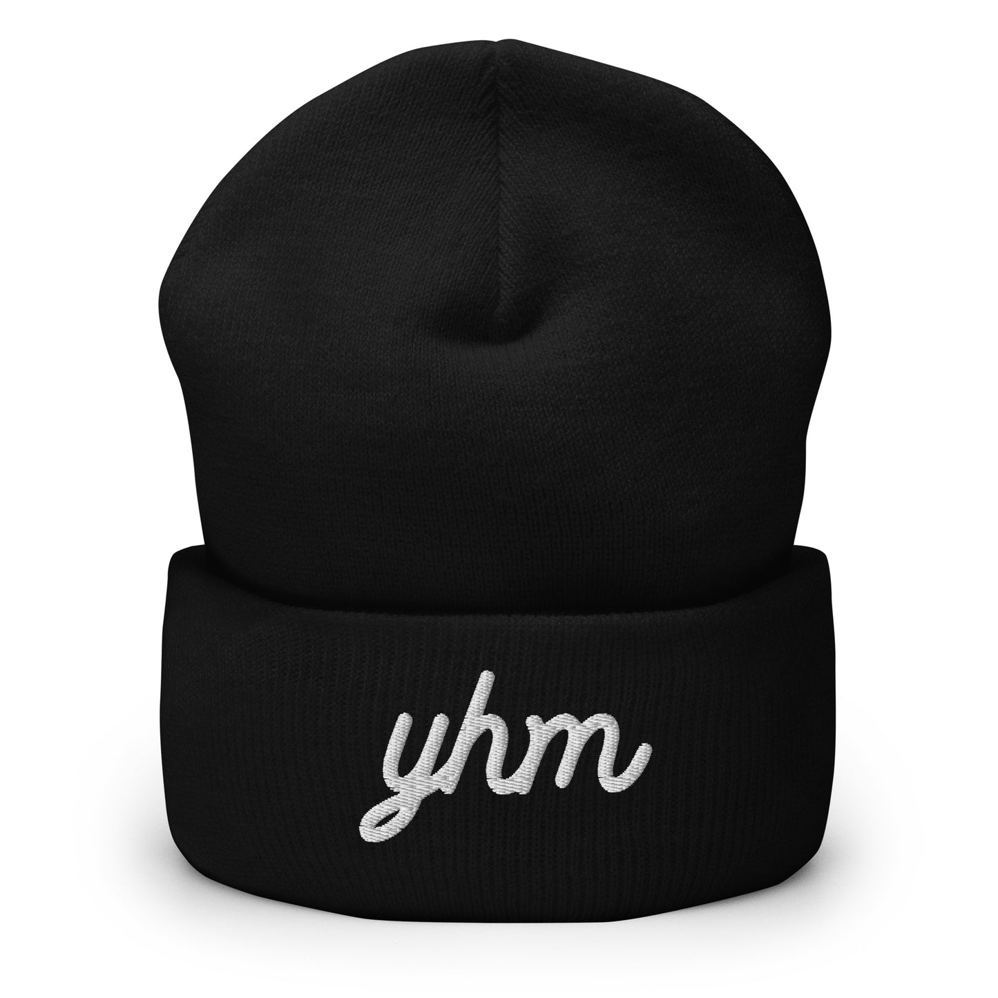 Vintage Script Beanie - White Embroidery • YHM Hamilton • YHM Designs - Image 01